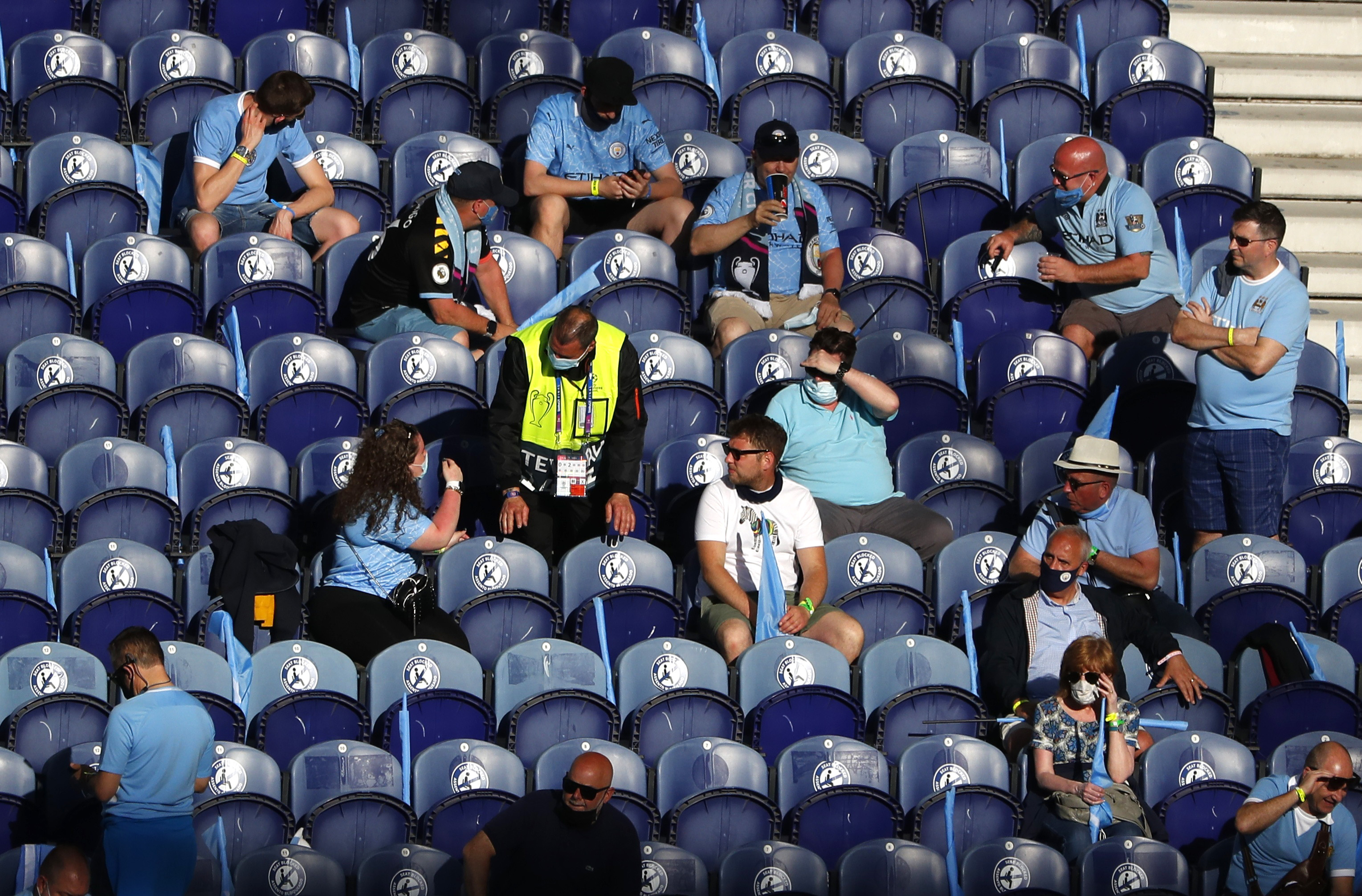 General view of Manchester city fans inside the stadium before the match