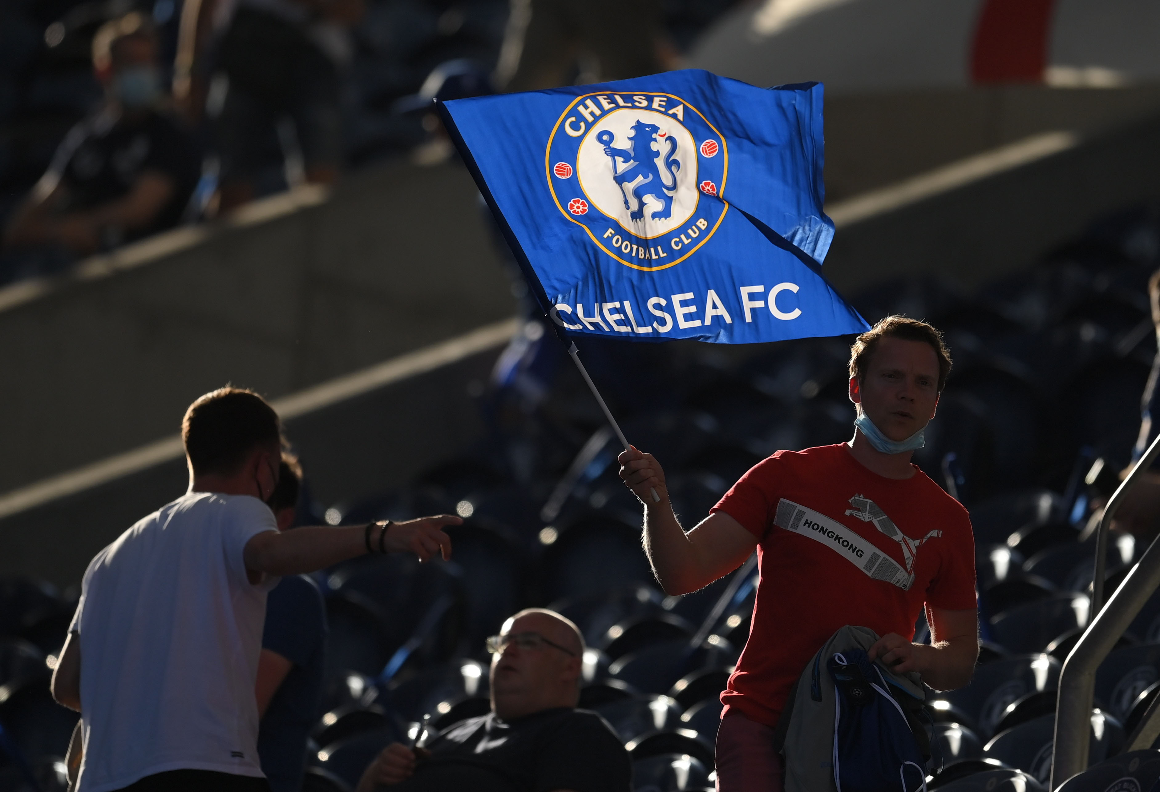 Chelsea fans inside the stadium before the match