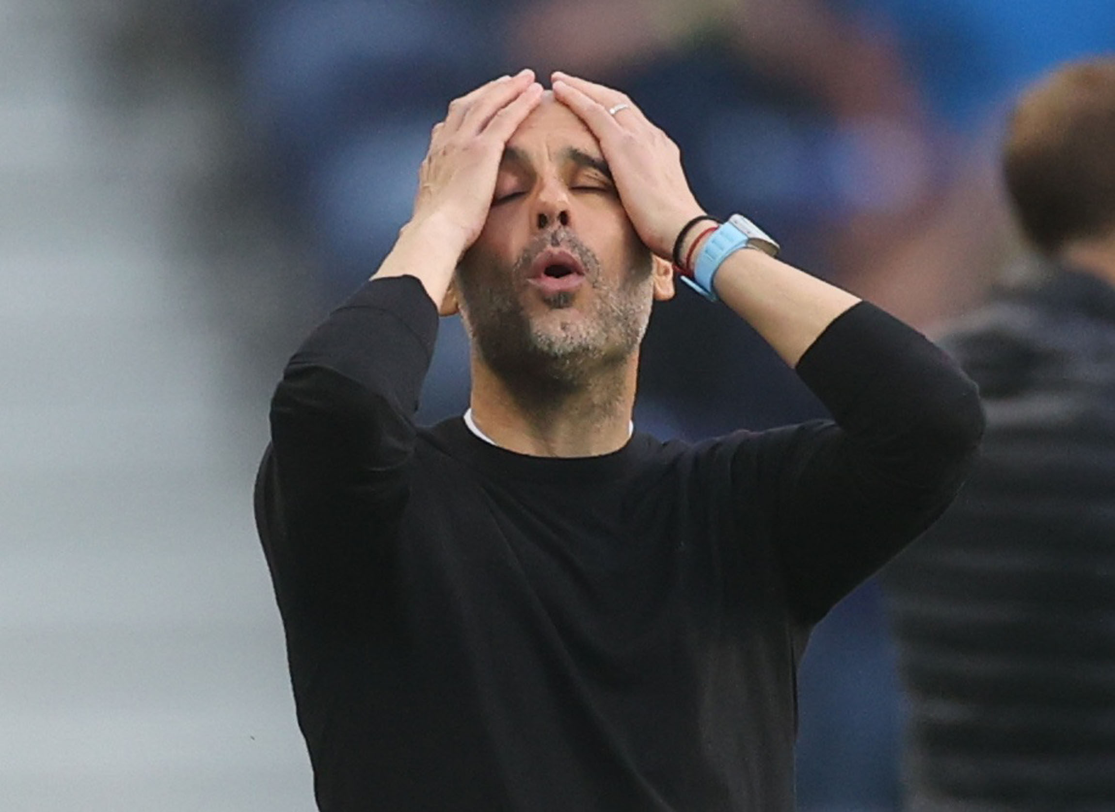 Soccer Football – Champions League Final – Manchester City v Chelsea – Estadio do Dragao, Porto, Portugal – May 29, 2021 Manchester City manager Pep Guardiola reacts during the 2021 Champions League final between his club and Chelsea on May 29