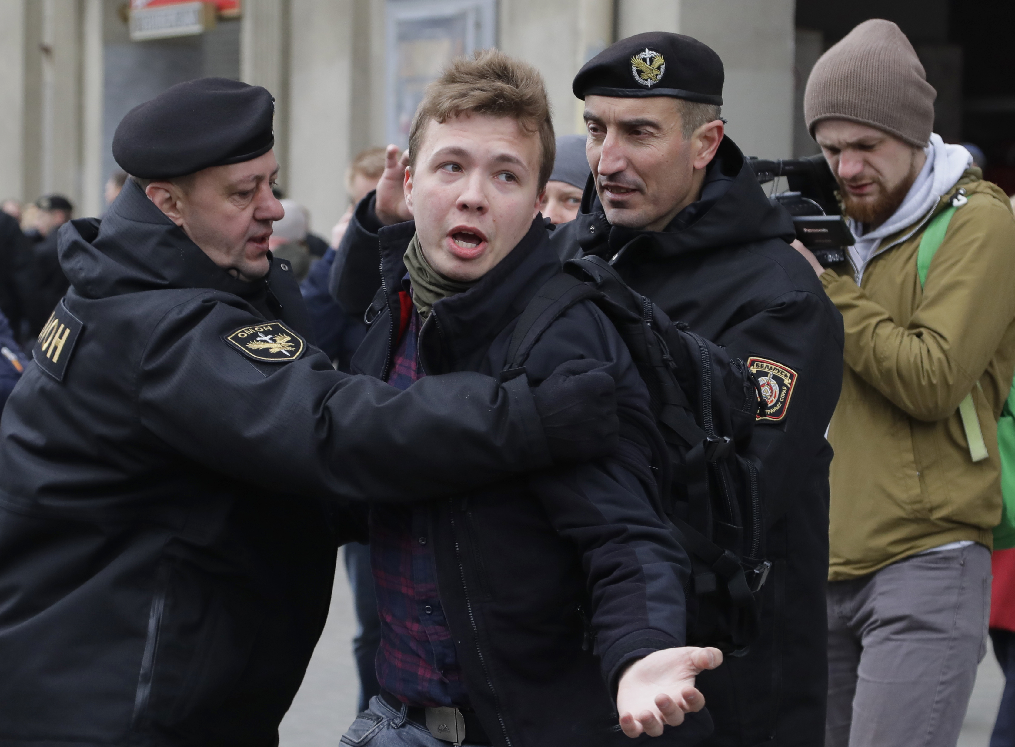 Roman Protasevich was arrested in Minsk, Belarus on March 26, 2017 along with dozens of other protesters at a rally [File: AP/Sergei Grits]