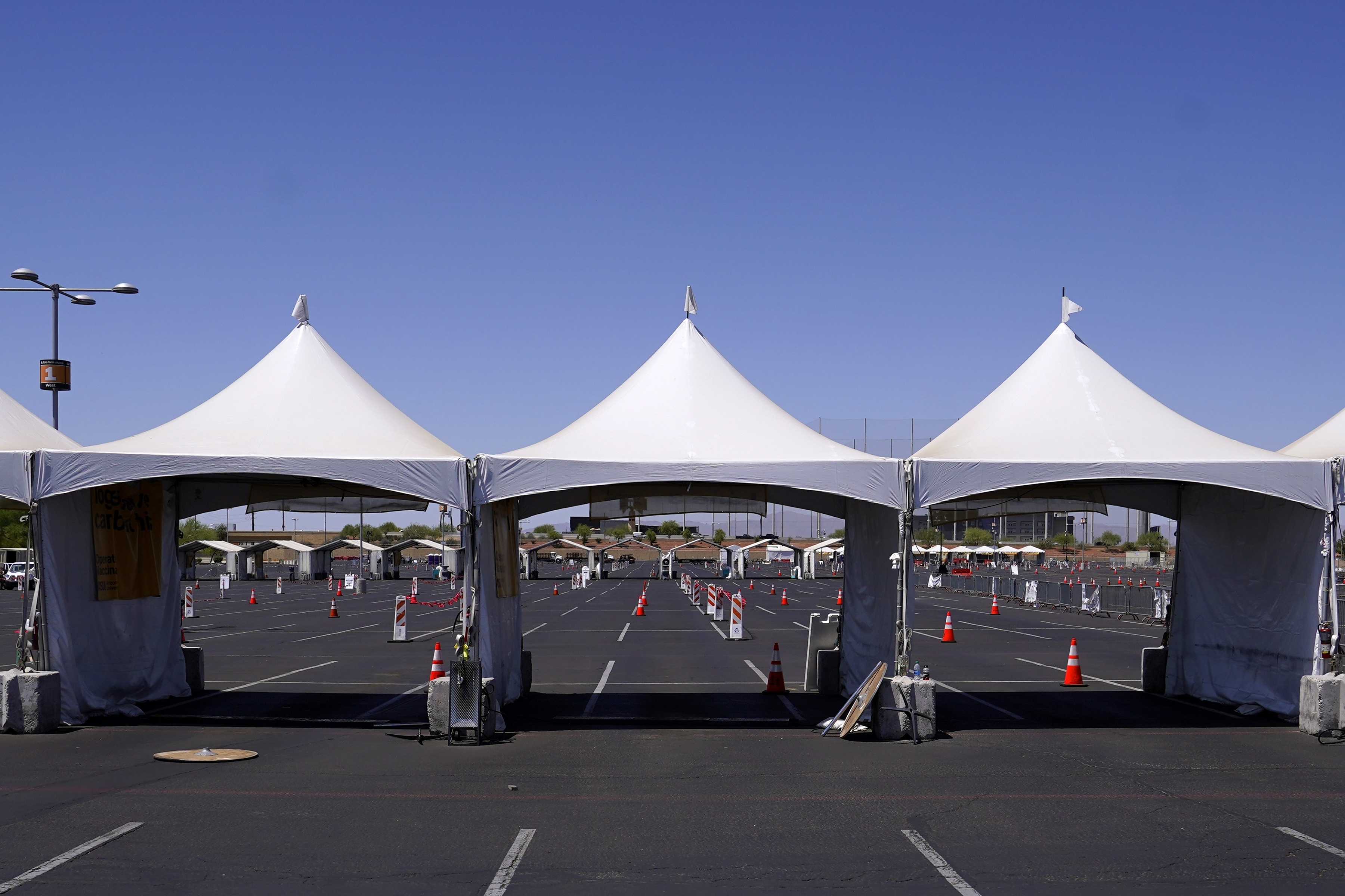 The first Arizona state-run COVID-19 mass-vaccination site at State Farm Stadium closed Friday, April 23, 2021, in Glendale, Arizona as the state continues to transition outdoor vaccination operations to indoor venues.