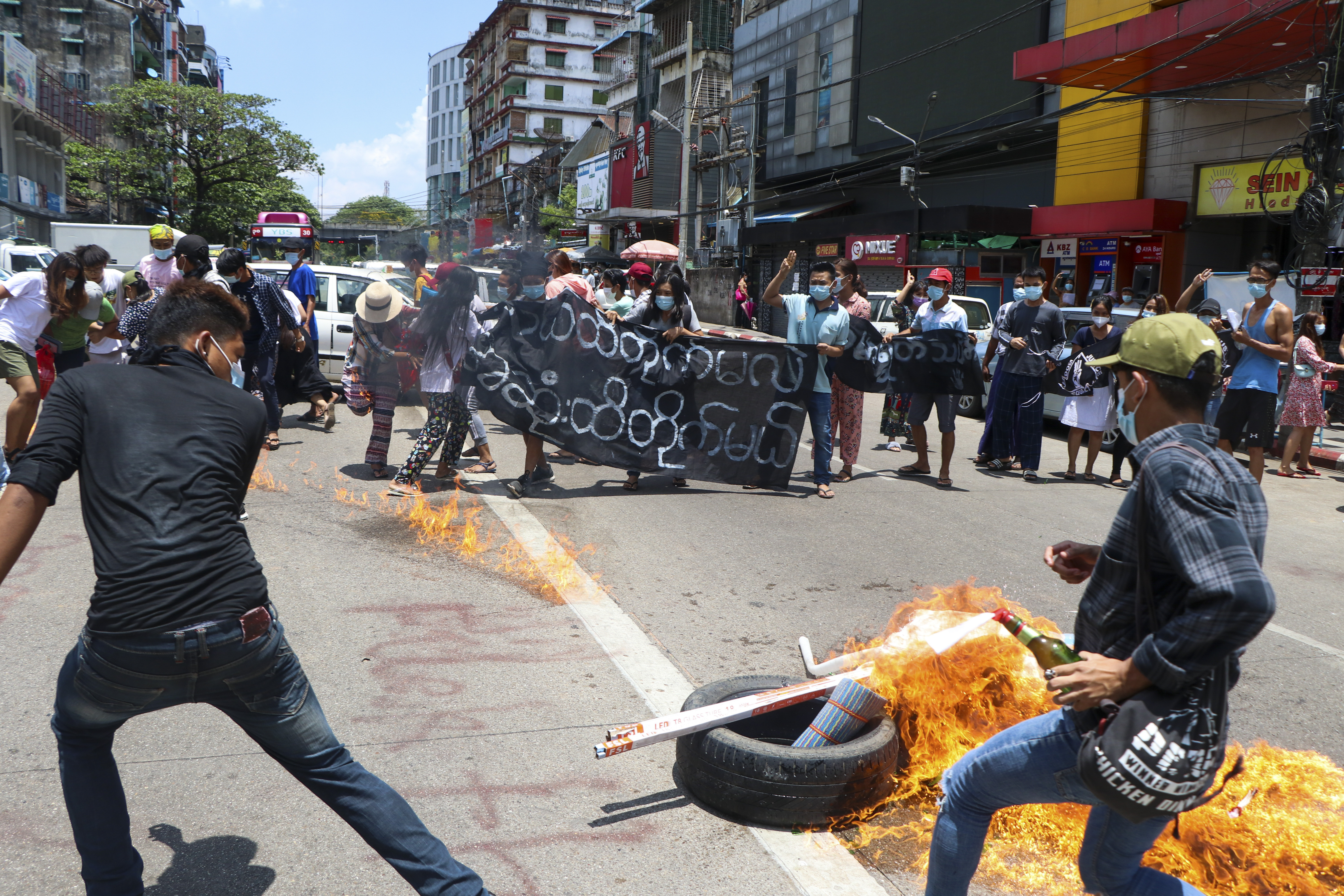 A nationwide uprising in Myanmar has refused to back down on its demands for a return to democracy after the military seized power on February 1 [AP]