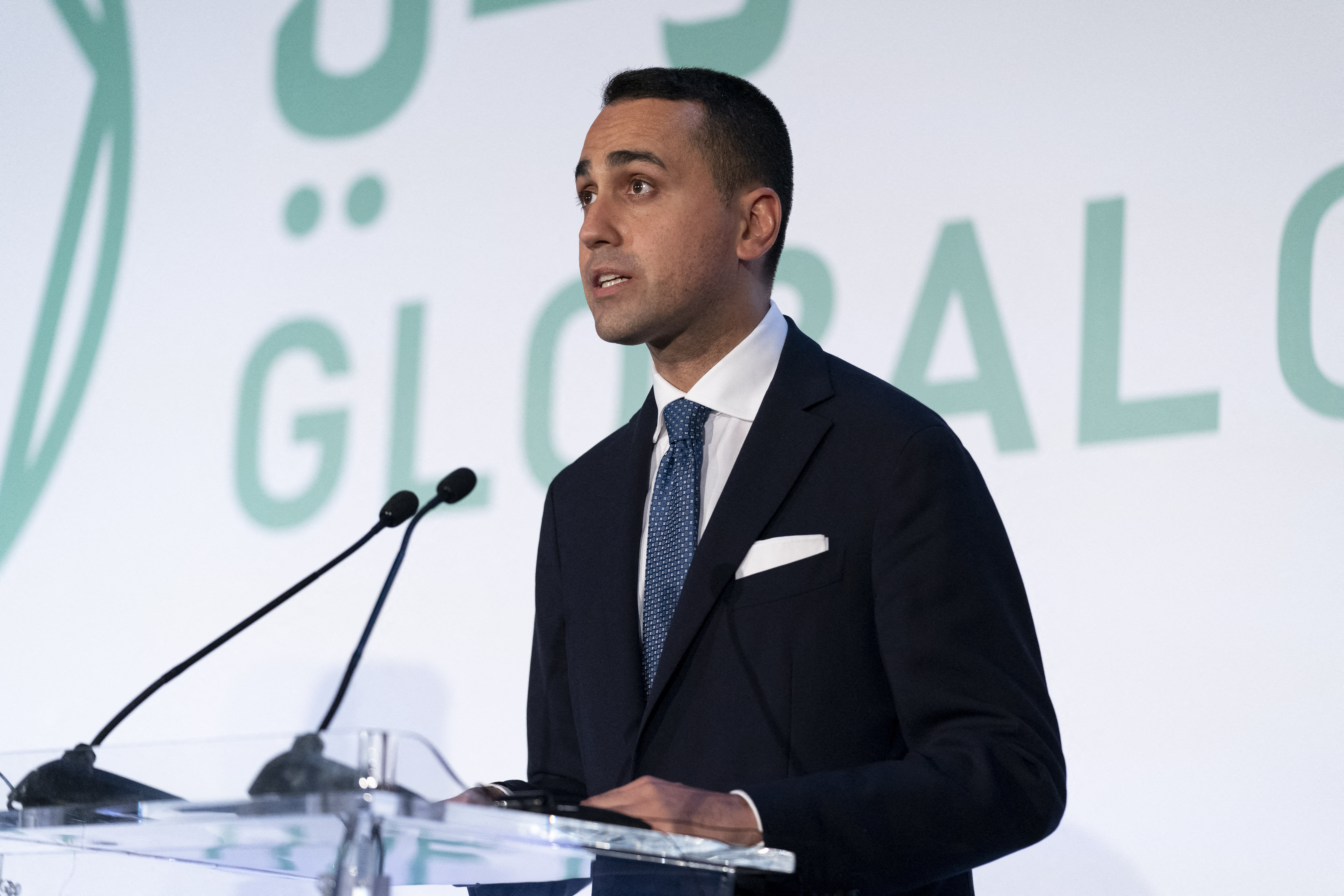 Italy’s Foreign Minister Luigi Di Maio speaks during a news conference with the US Secretary of State