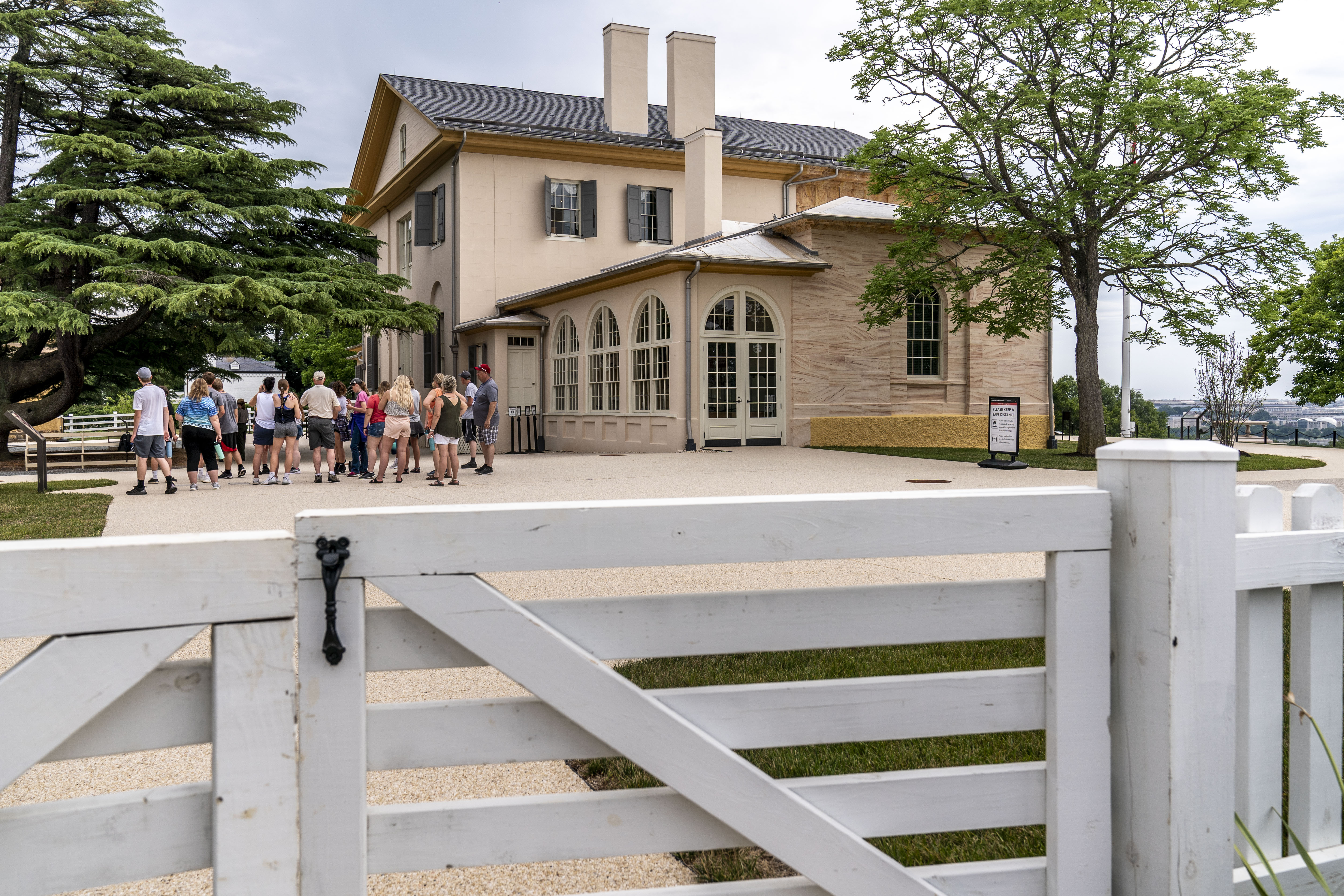 Arlington House, The Robert E Lee Memorial, formerly named the Custis-Lee Mansion, as seen from the flower garden, reopens to the public for the first time since 2018 at Arlington National Cemetery, June 8, 2021, in Arlington, Virginia