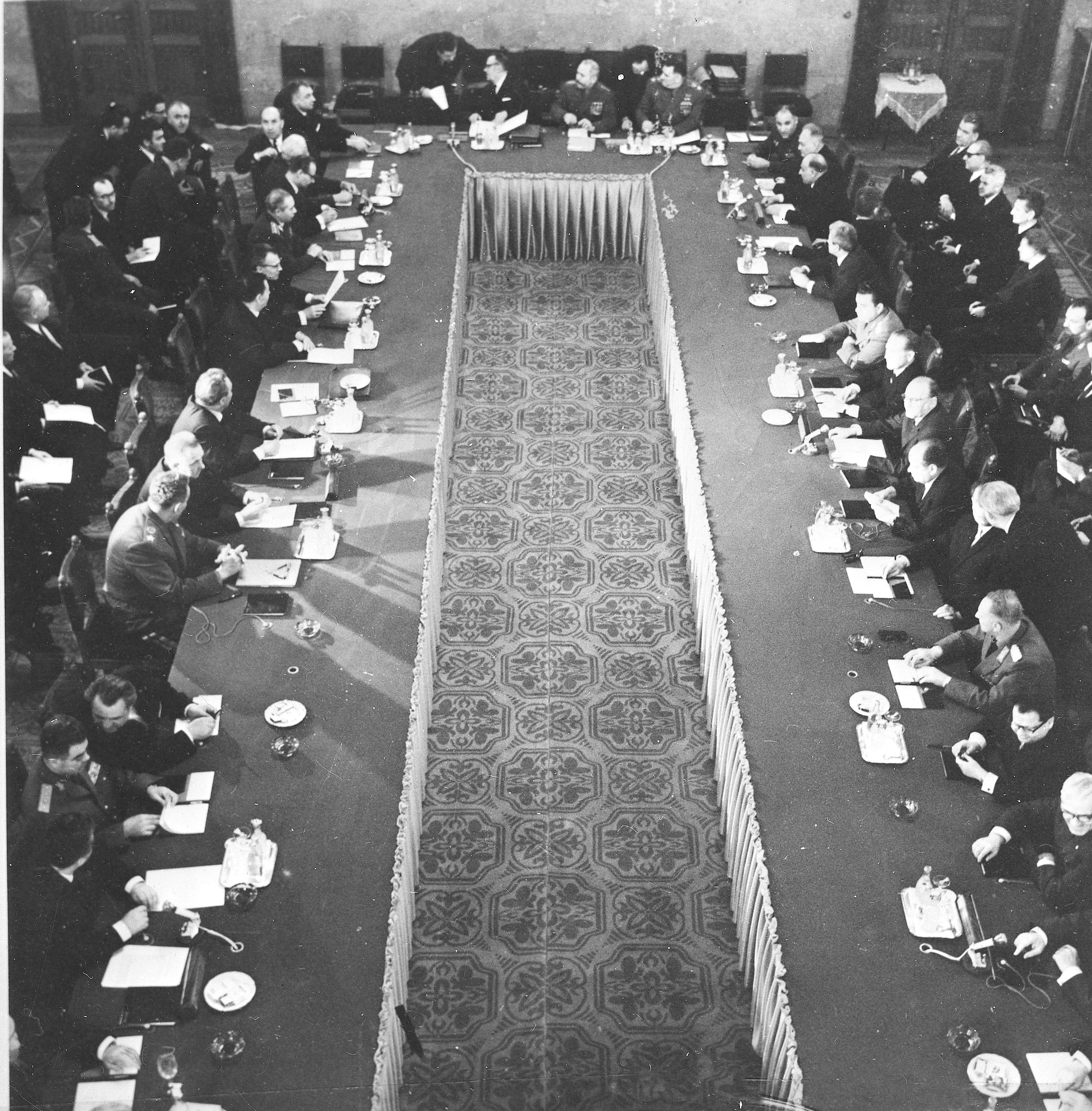 Delegations from seven European Communist countries at the summit meeting of the Warsaw Pact, on March 17, 1969, in Budapest, Hungary