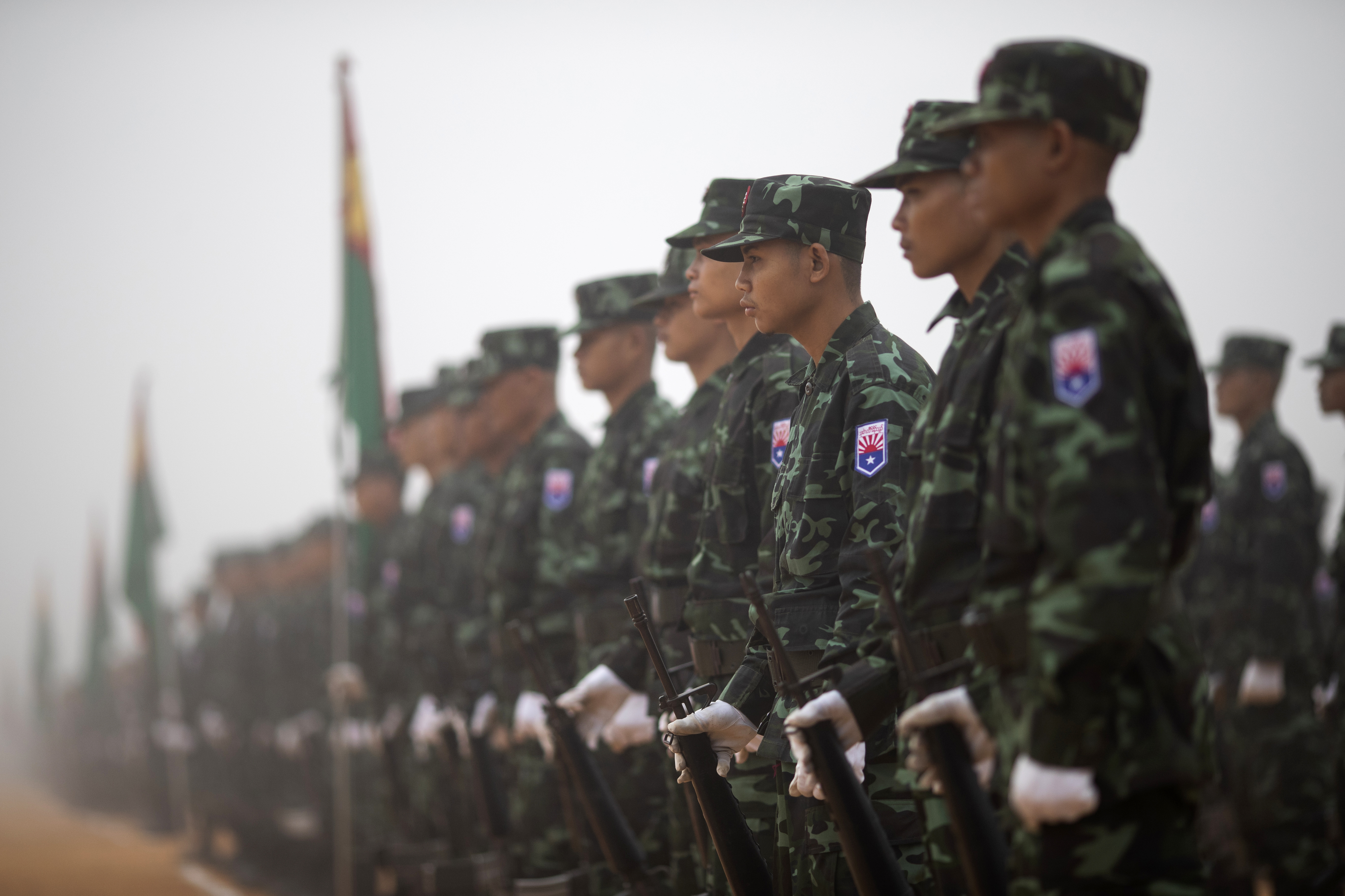 Soldiers of Karen National Union (KNU) mark the 70th anniversary of Karen National Revolution Day at a jungle stronghold in 2019. The Myanmar military used ‘four cuts’ against the Karen in an attempt tp undermine support for the armed fighters among local people