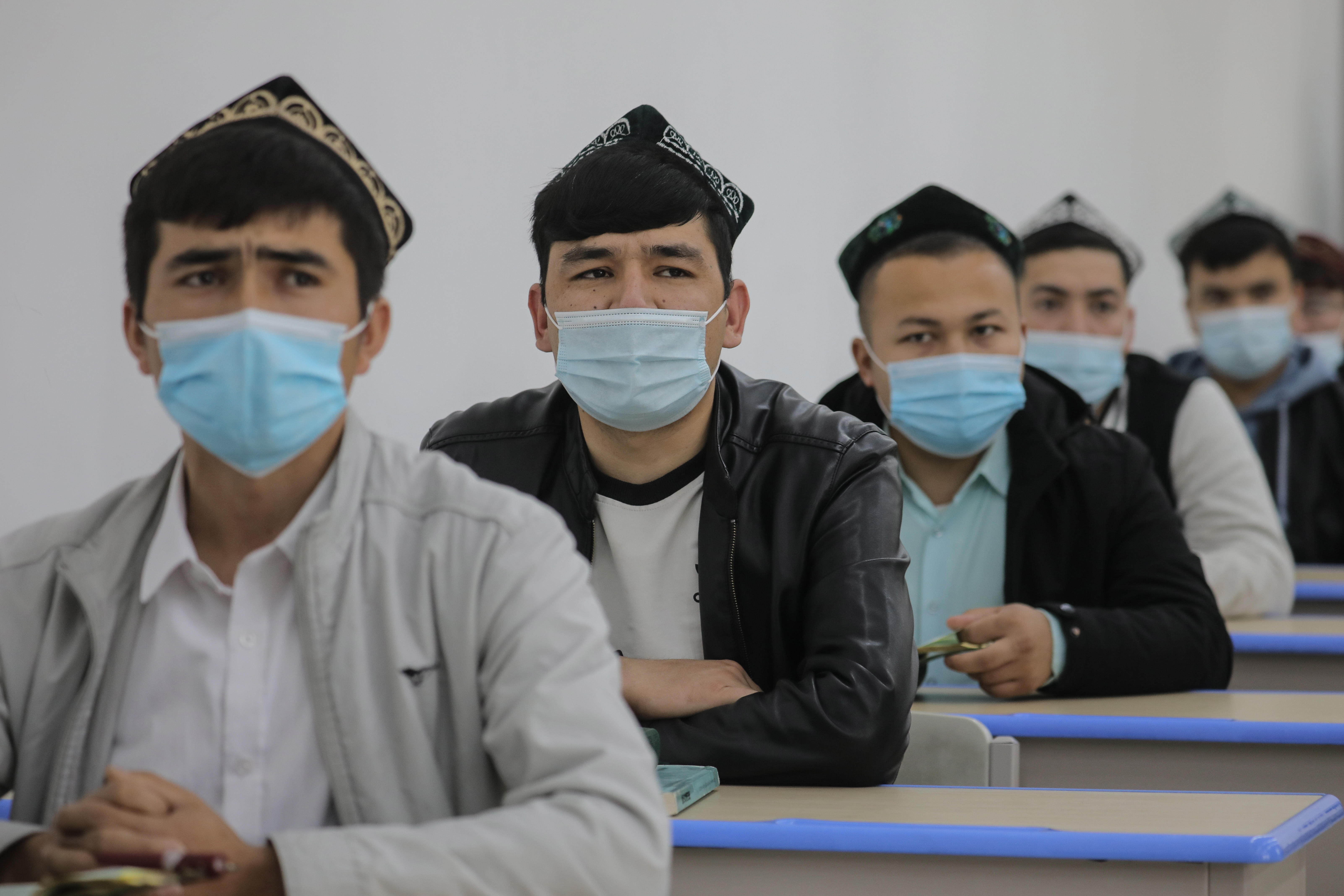 Ethnic minority students attend a class at the Urumqi Islamic Institution during a government-organised trip for foreign journalists, in Urumqi, western China’s Xinjiang Uyghur Autonomous Region, on April 22 April. China has denied that rights abuses are taking place in Xinjiang, calling the allegations ‘the lie of the century’