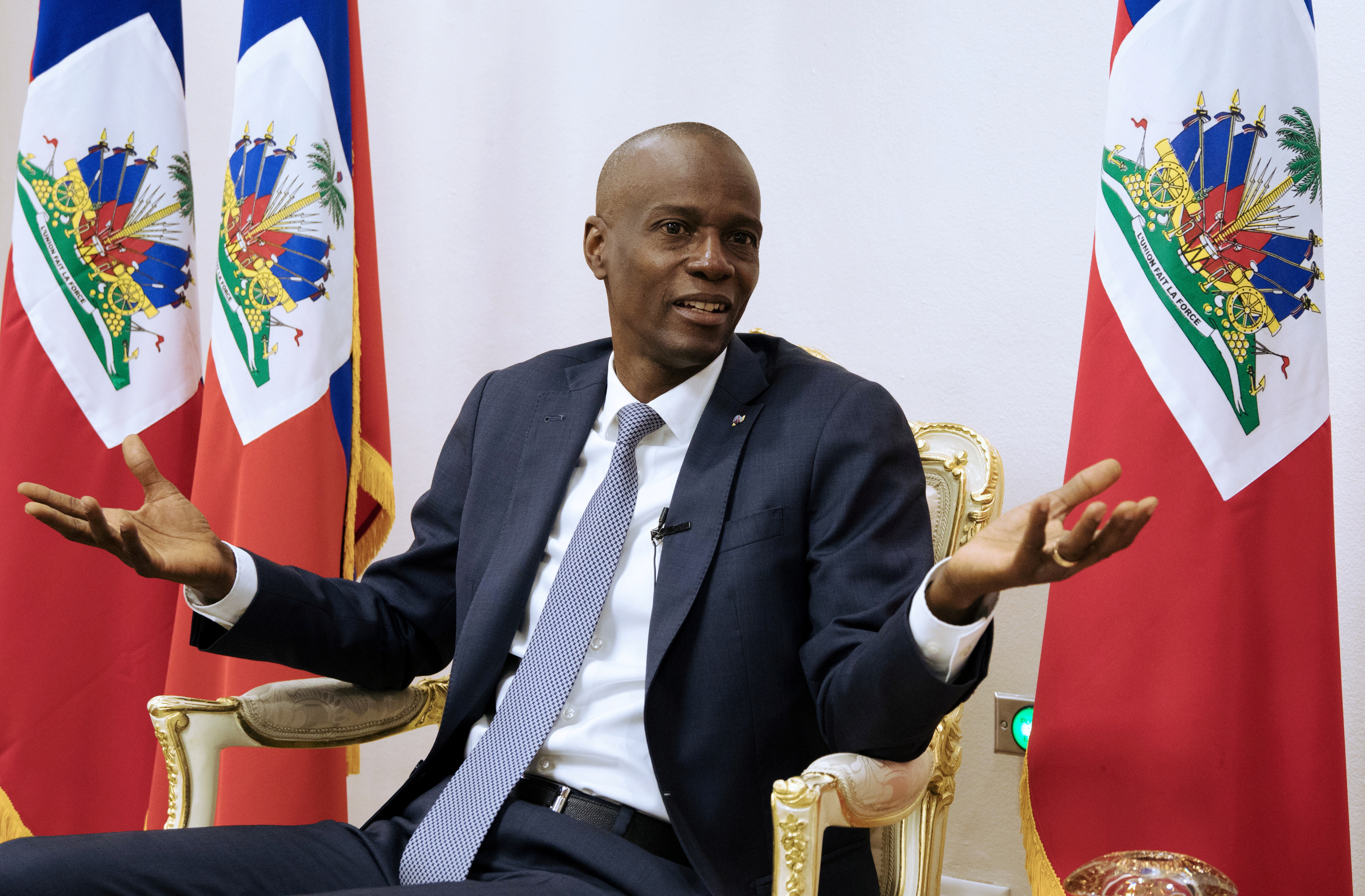 Haiti’s President Jovenel Moise speaks during an interview at the National Palace of Port-au-Prince in January 2020