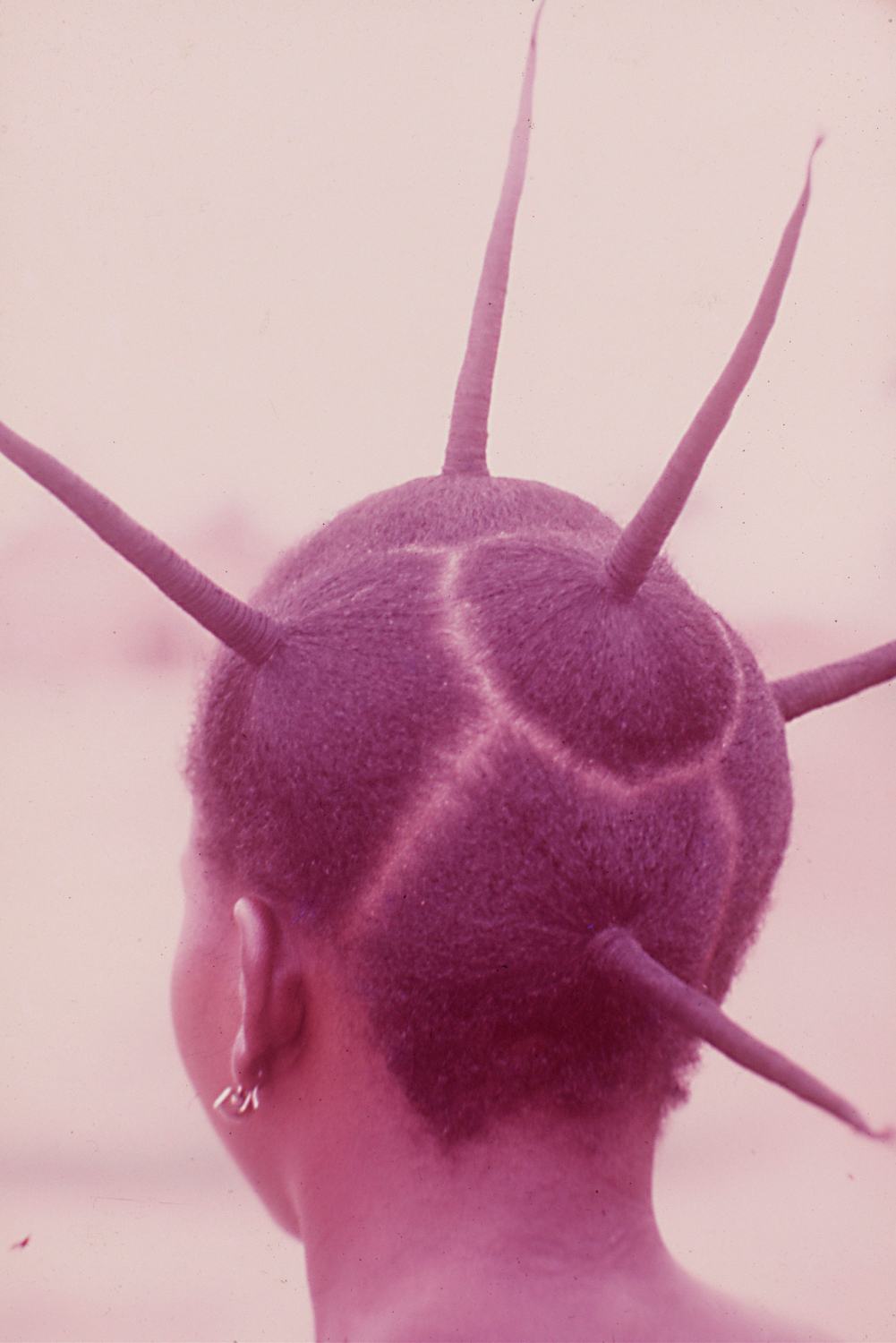 Point hairstyle, undated, photographer unknown, location unknown [Courtesy of The McKinley Collection]