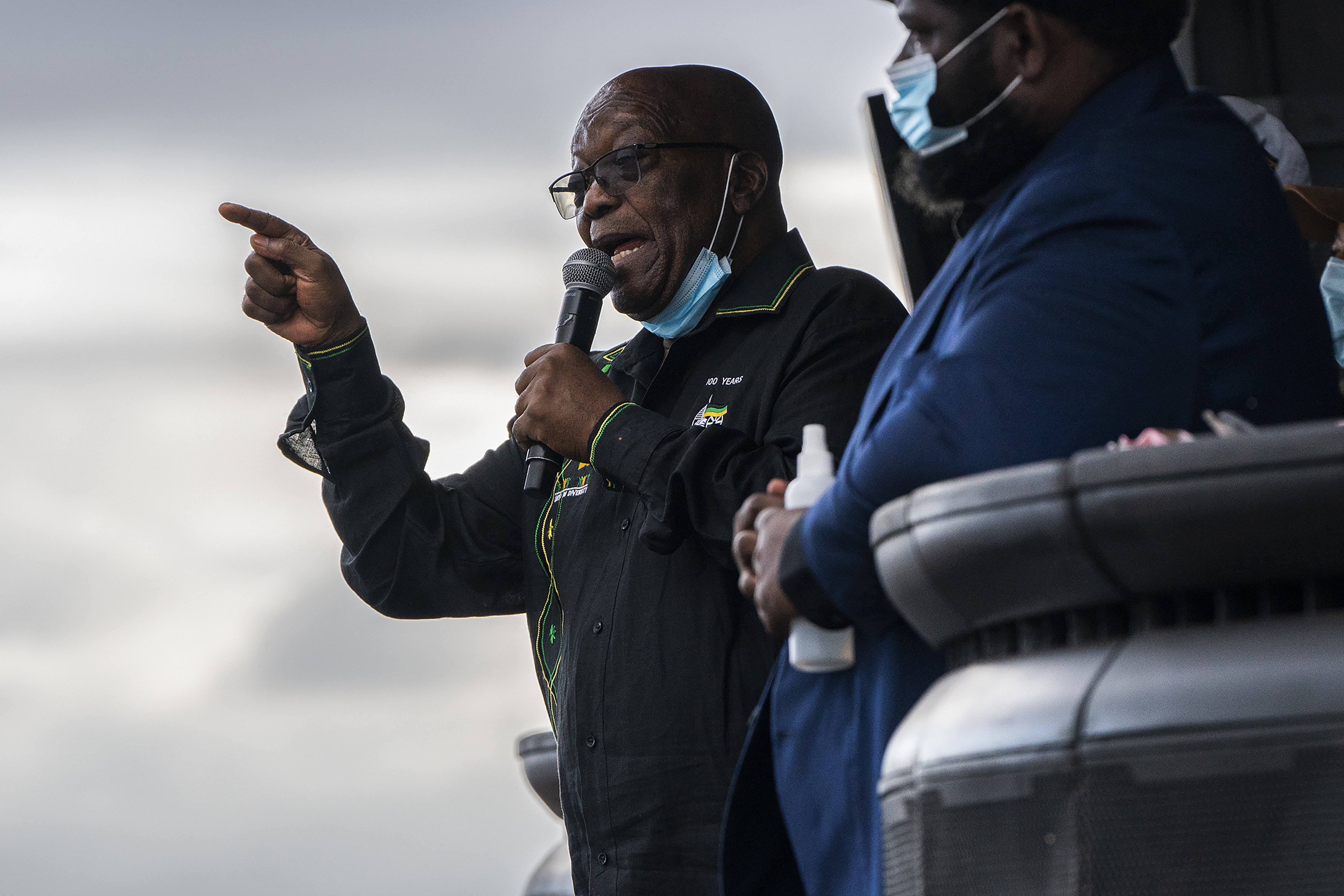 Zuma addresses his supporters at his home in Nkandla, KwaZulu-Natal Natal Province, in July 2021