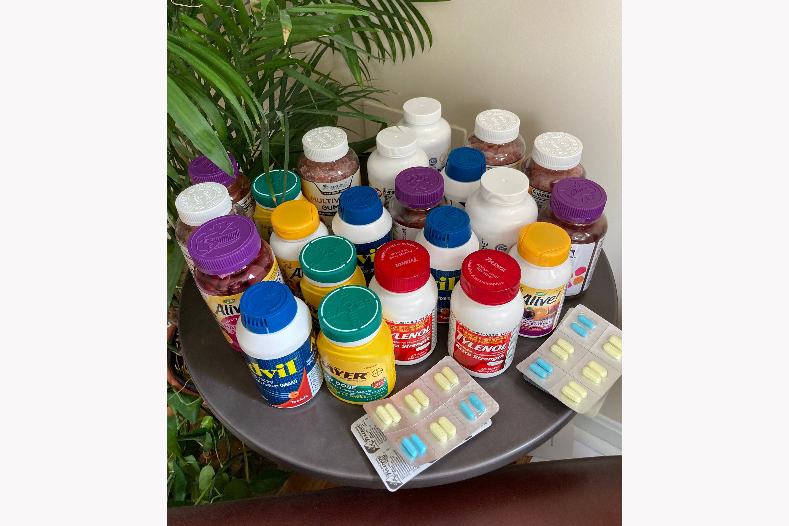 Mireille Raad, 35, from Washington, DC, is bringing home extra painkillers and multi-vitamin tablets to donate to families in need when she visits her family [Courtesy of Mireille Raad]