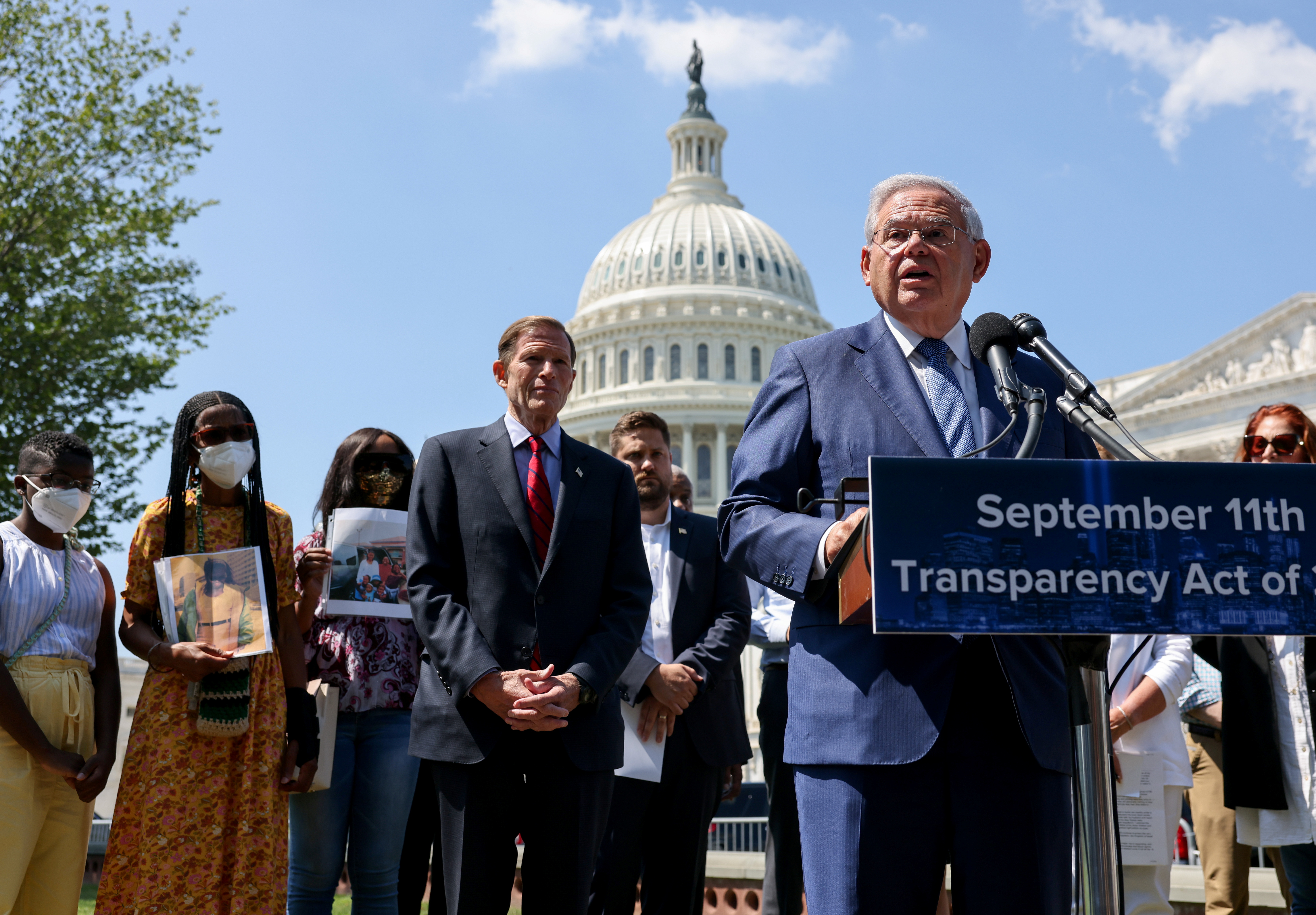 Senator Bob Menendez and five other Democratic senators announced the introduction of legislation to require the declassification of US information from federal 9/11 investigations still being kept secret