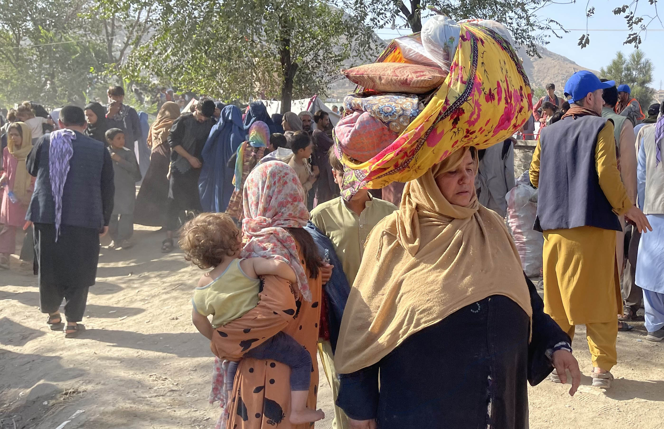 Thousands of displaced families in a park in Kabul
