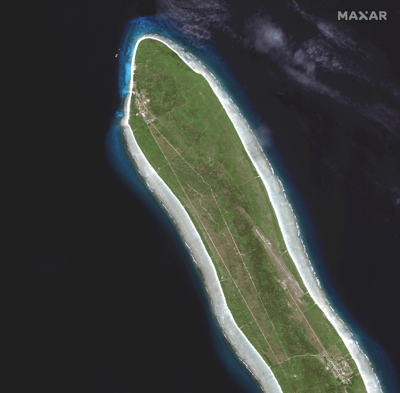 A comparison of satellite pictures shows the increase of activity on the sparsely populated island