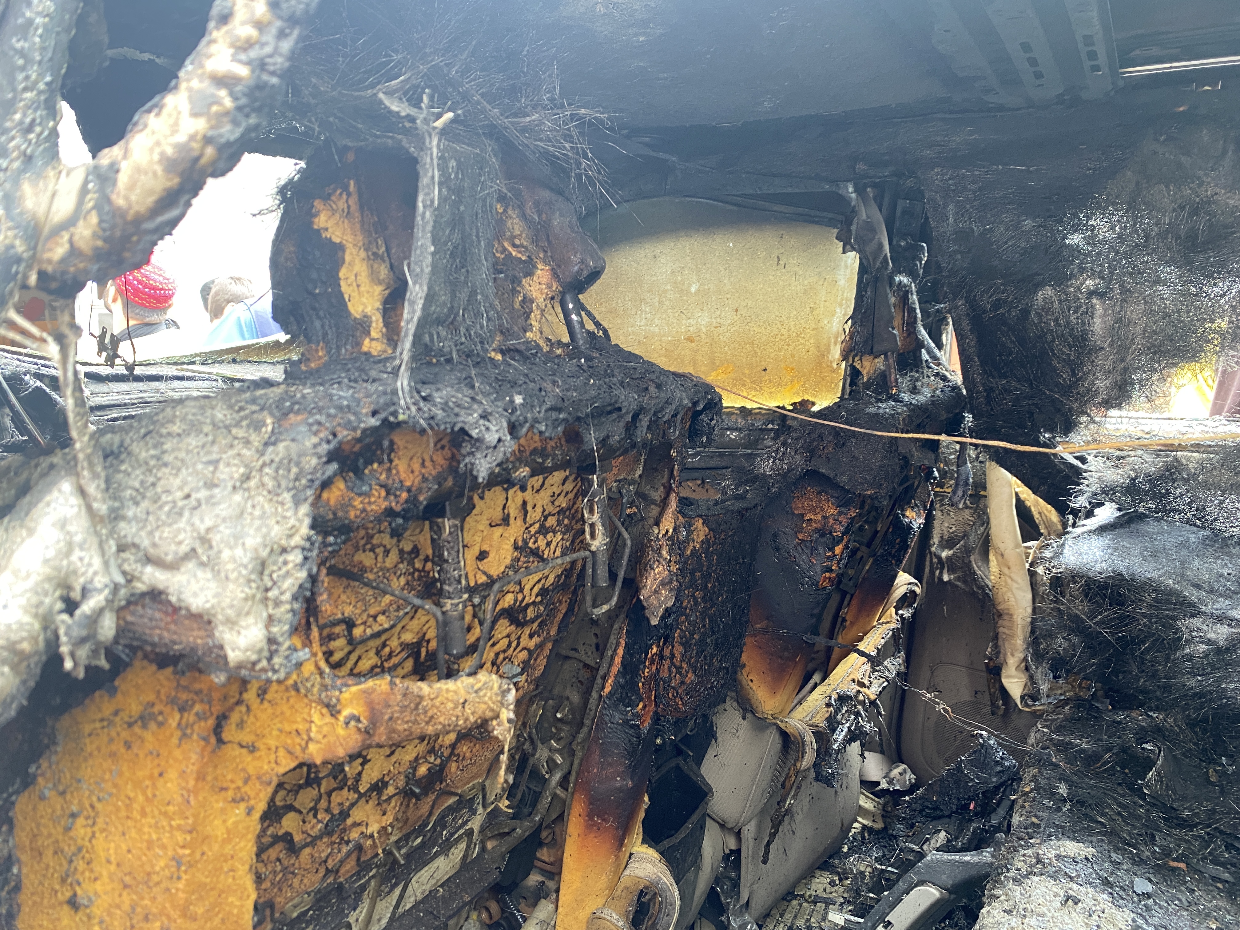 Mangled remains of the car that came under drone attack