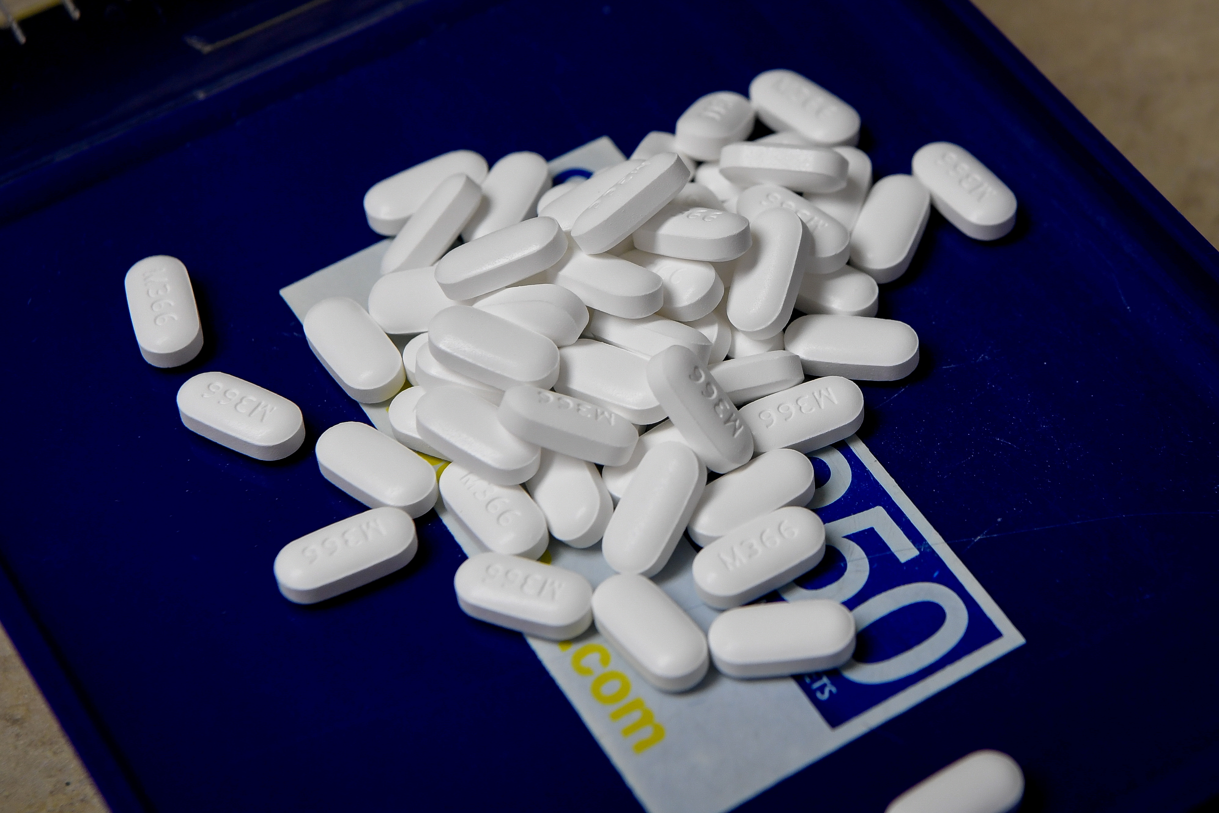 Tablets of the opioid-based hydrocodone at a pharmacy in Portsmouth, Ohio, the US