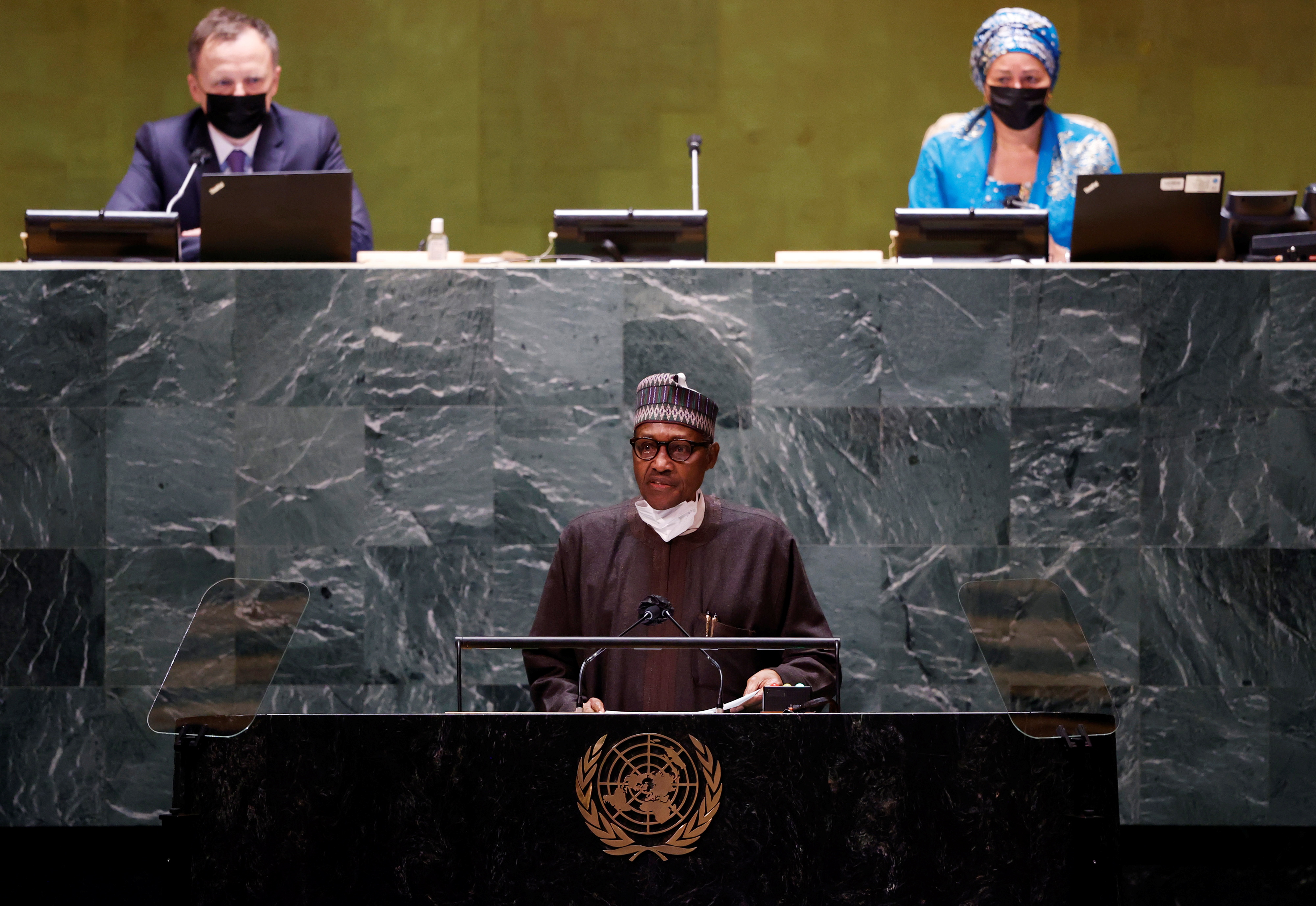 President Muhammadu Buhari of Nigeria speaks at the UN General Assembly