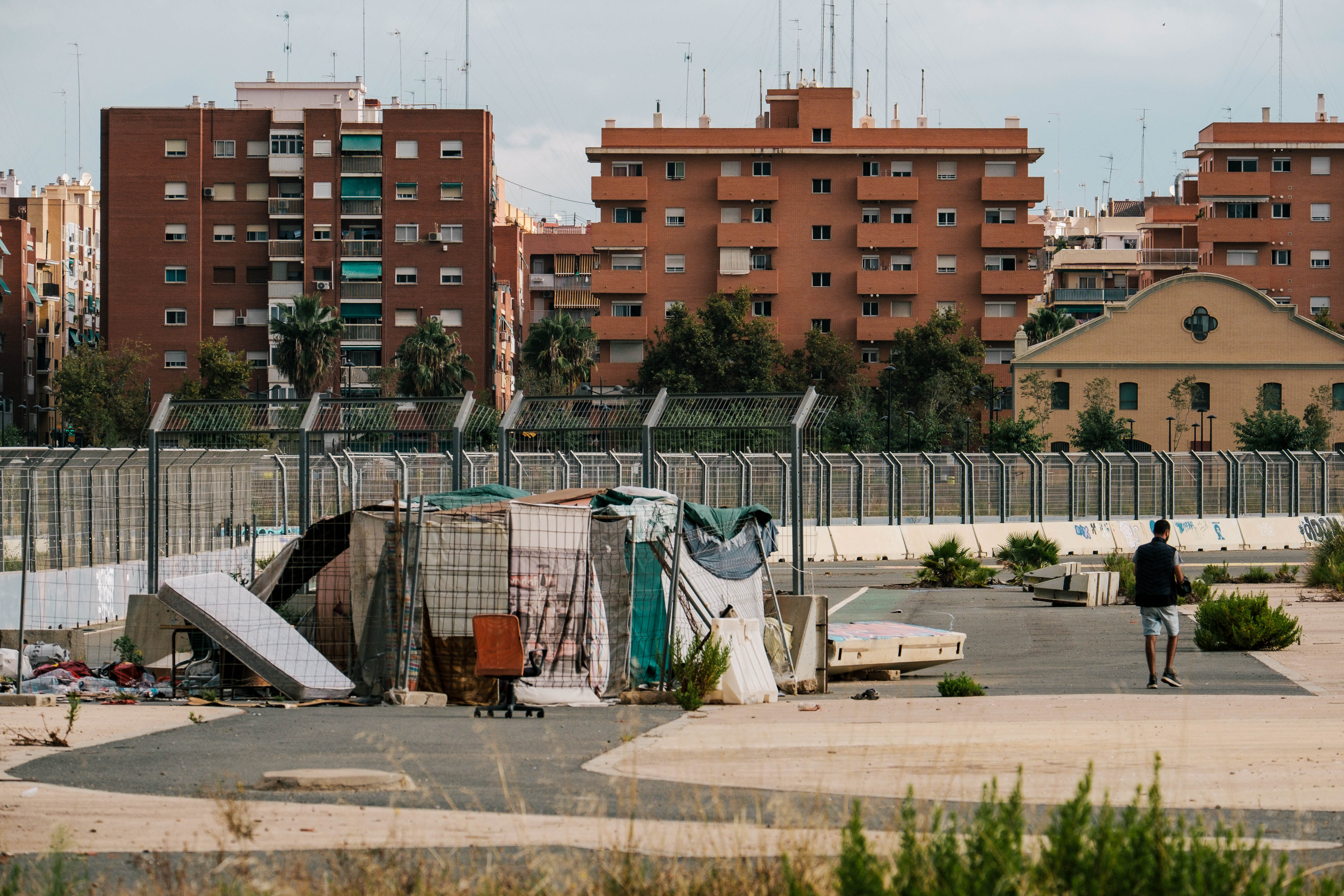 About 50 people live in Valencia’s F1 shanty town