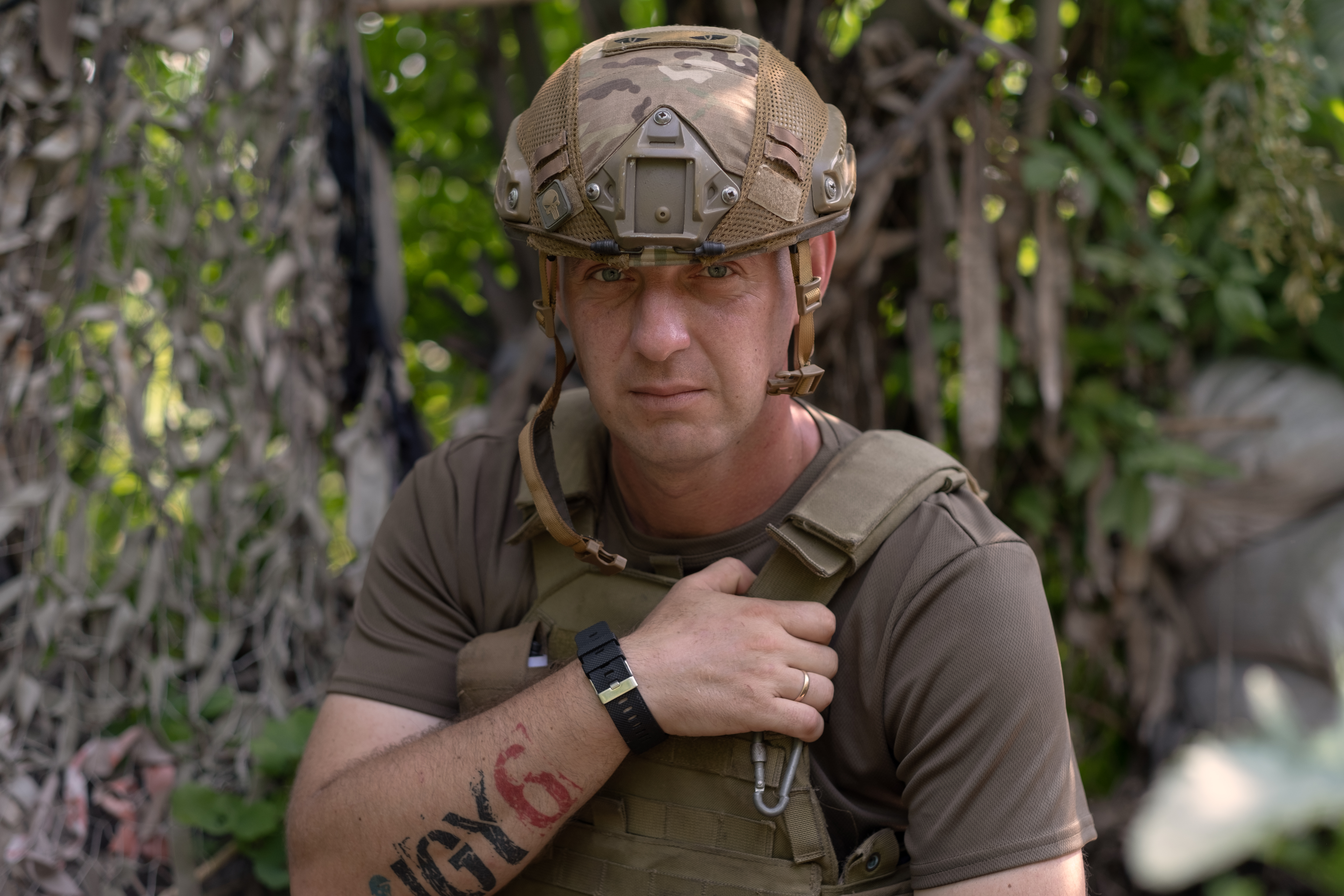 Commander Hrishak stands in the trenches, only 600 metres from positions controlled by Russian-backed separatists. When he is not on duty, he speaks only to his family for three days as part of his personal decompression strategy