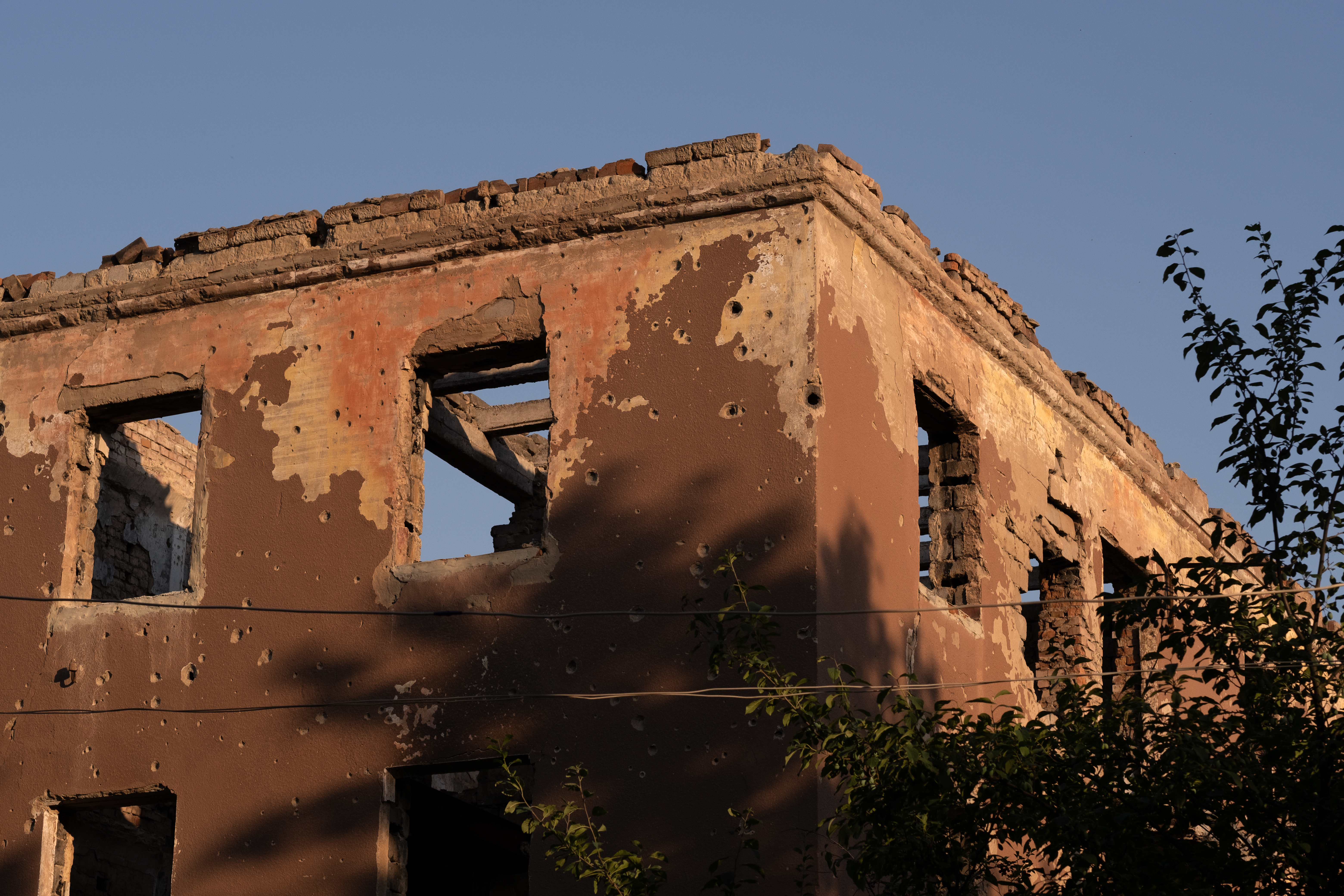 A building in Sloviansk, eastern Ukraine, that was destroyed during fighting in 2014