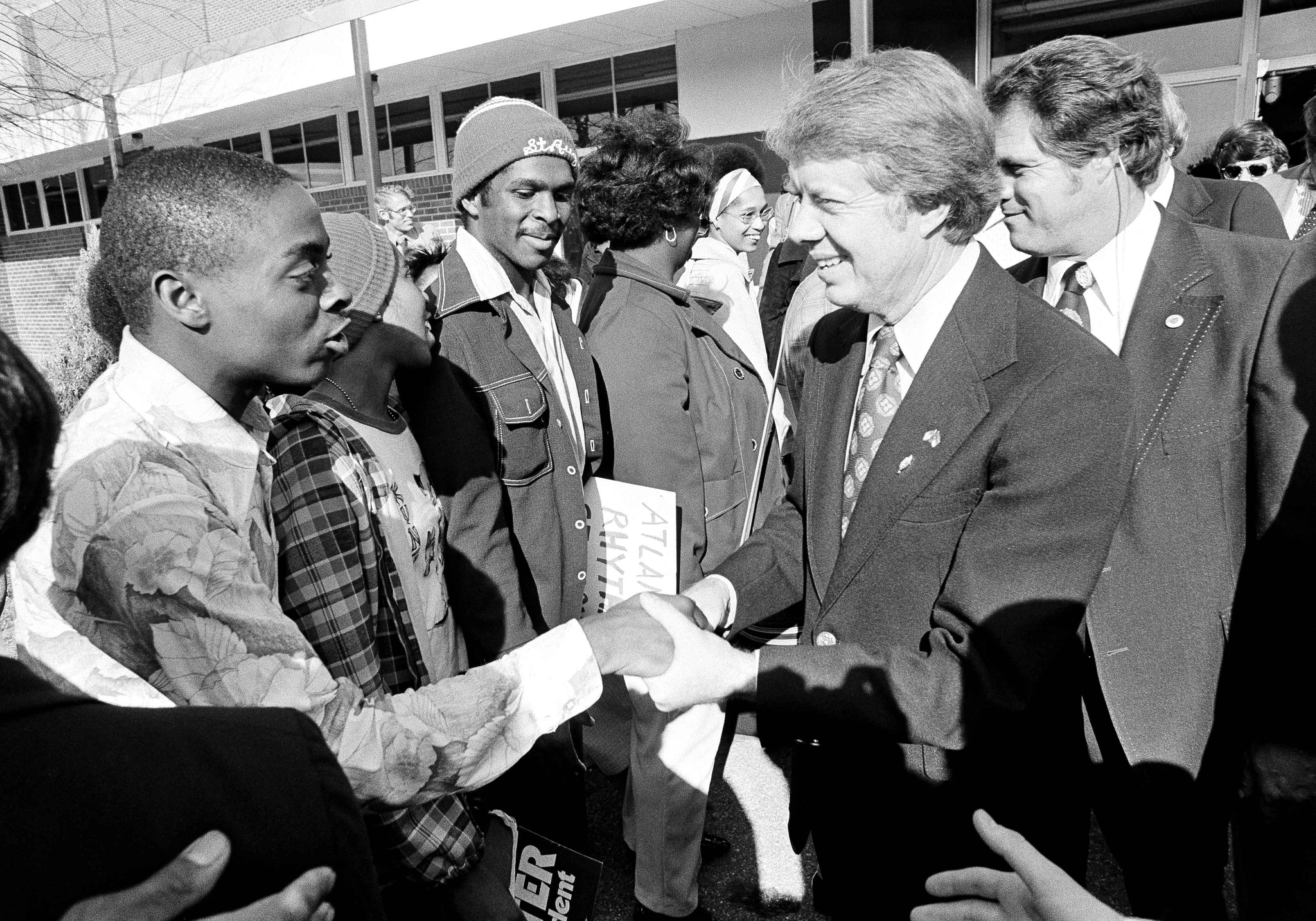 Then-Democratic presidential candidate Jimmy Carter campaigns in Massachusetts in 1976