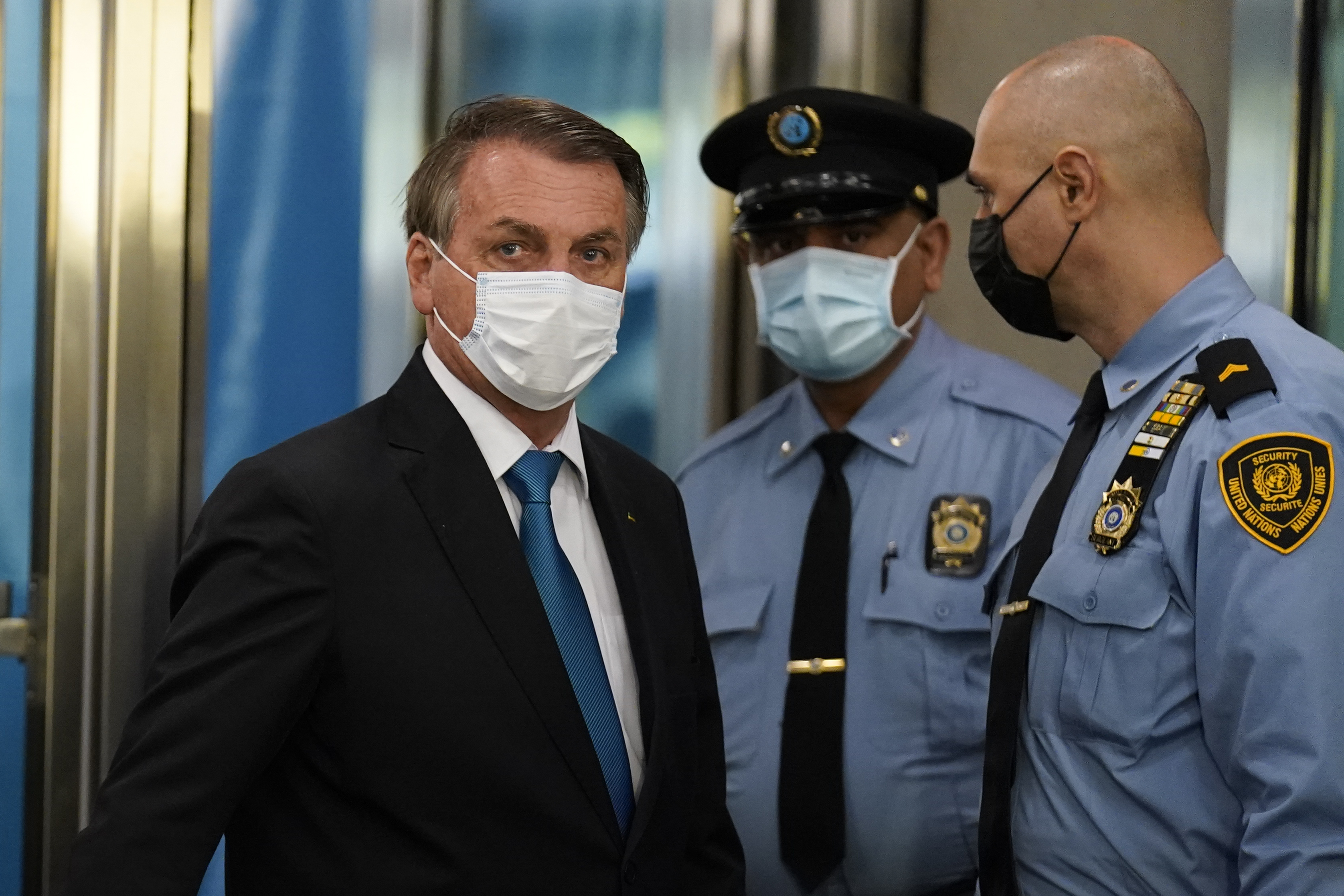 Jair Bolsonaro, president of Brazil, arrives at United Nations headquarters