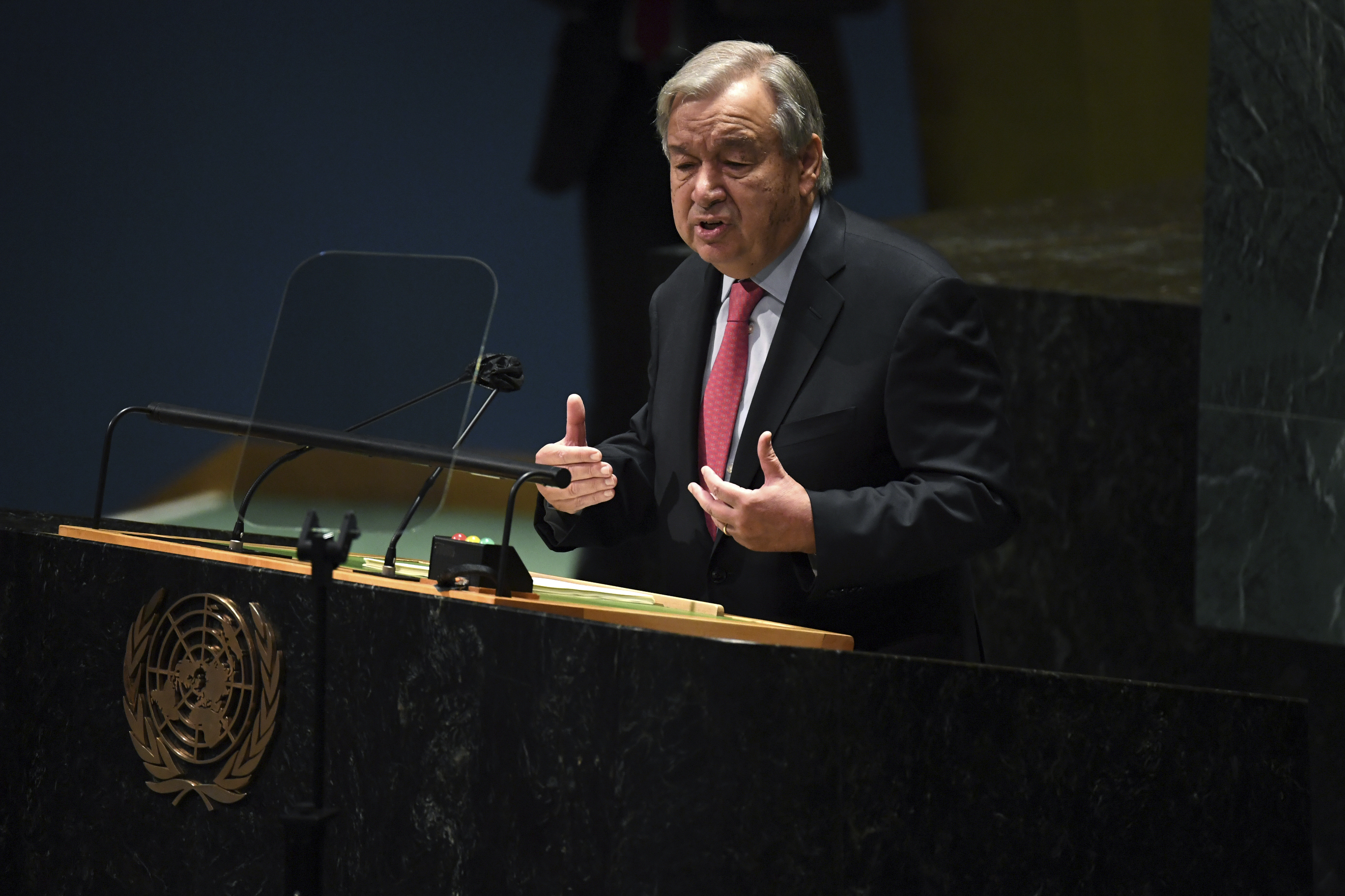 United Nations Secretary-General Antonio Guterres addresses the 76th session of the UN General Assembly