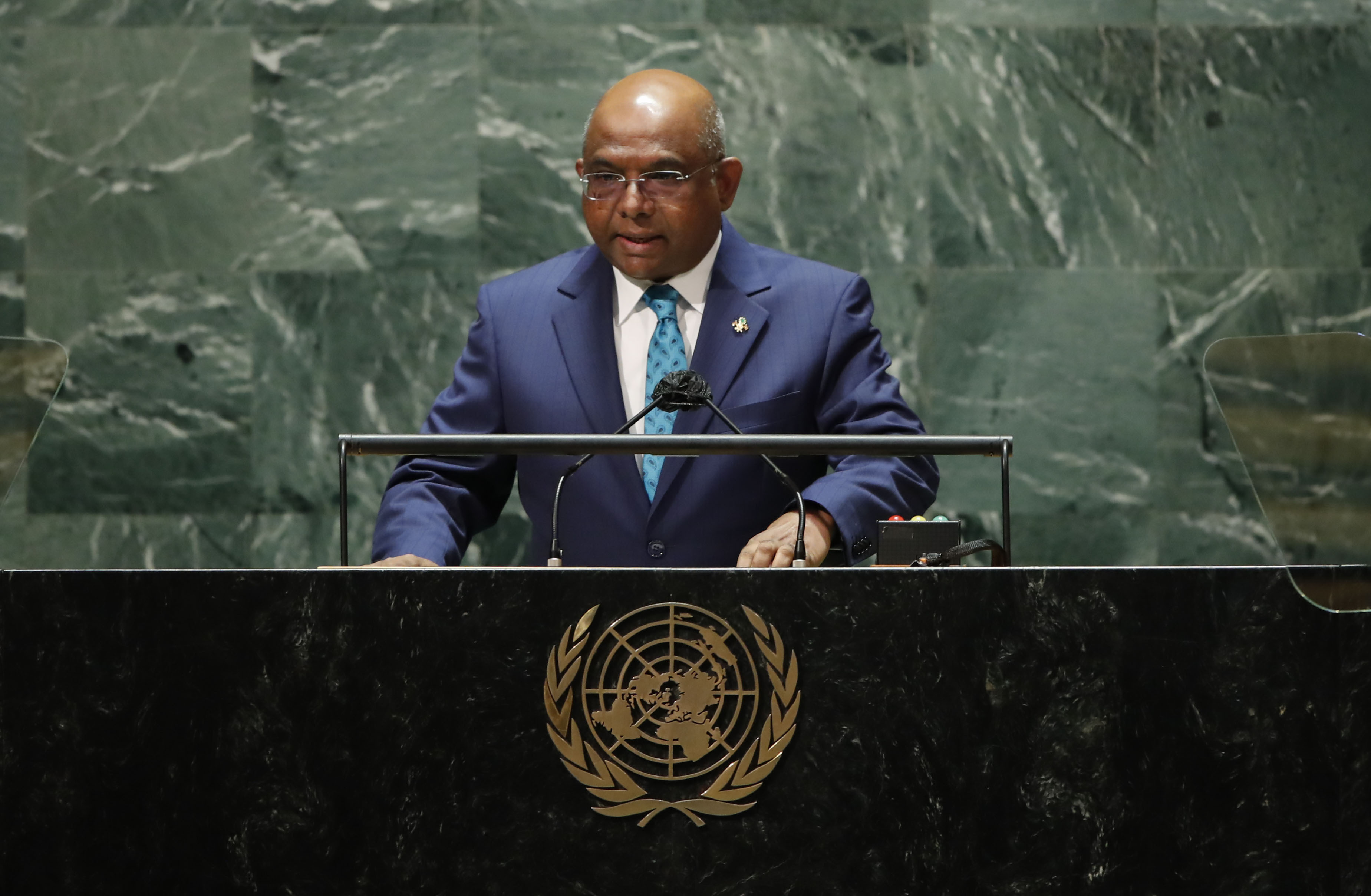 UNGA President Abdulla Shahid addresses the 76th session of the assembly