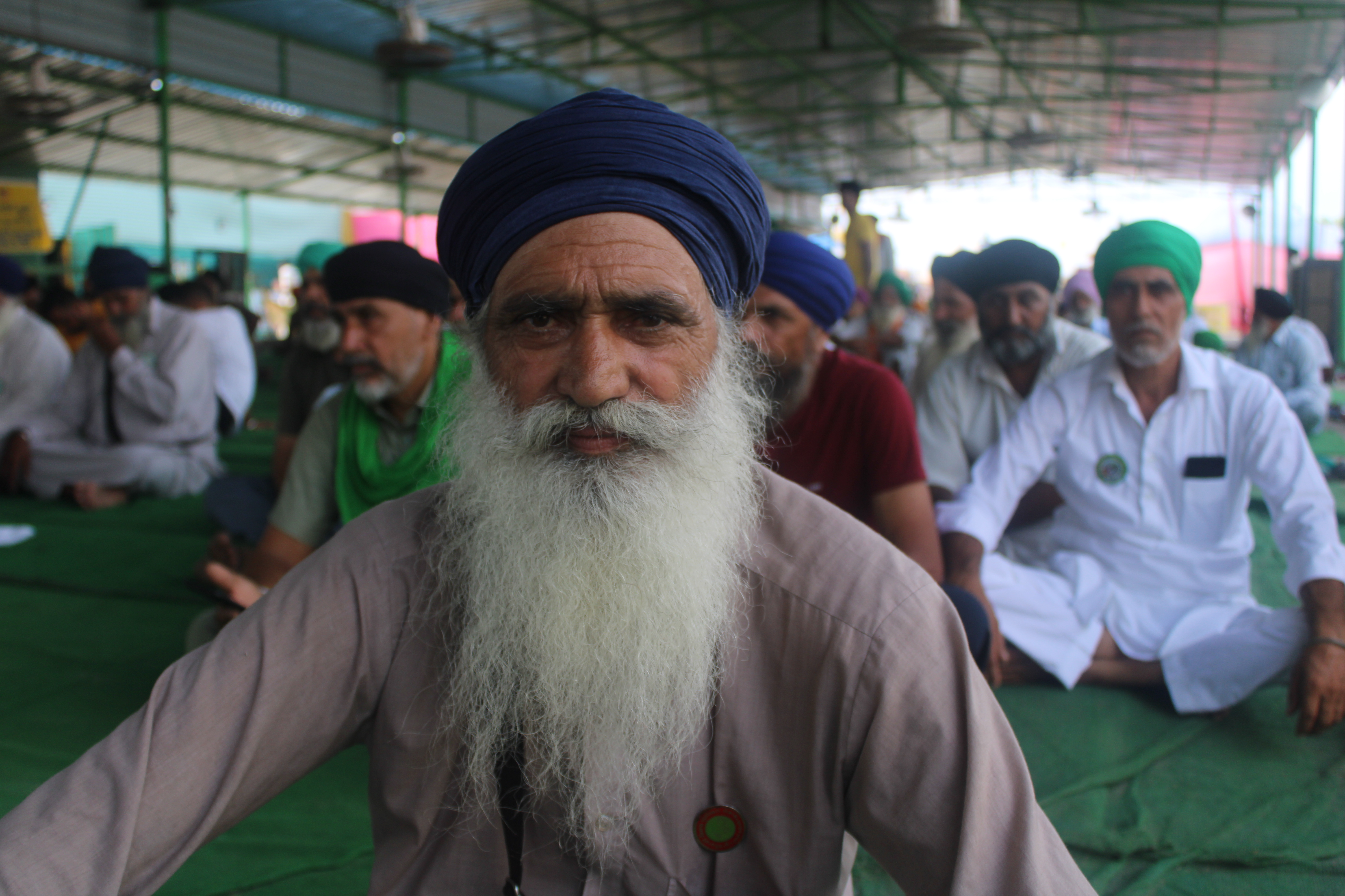 Gurcharan Singh from Patiala, Punjab, protesting at Singh border outside New Delhi