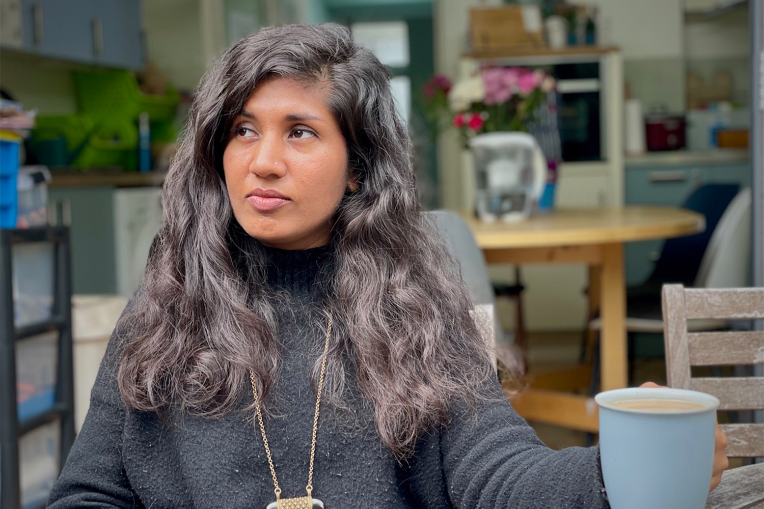 Sadia Ahmad in the back garden of the Maytree residential suicide respite house in north London