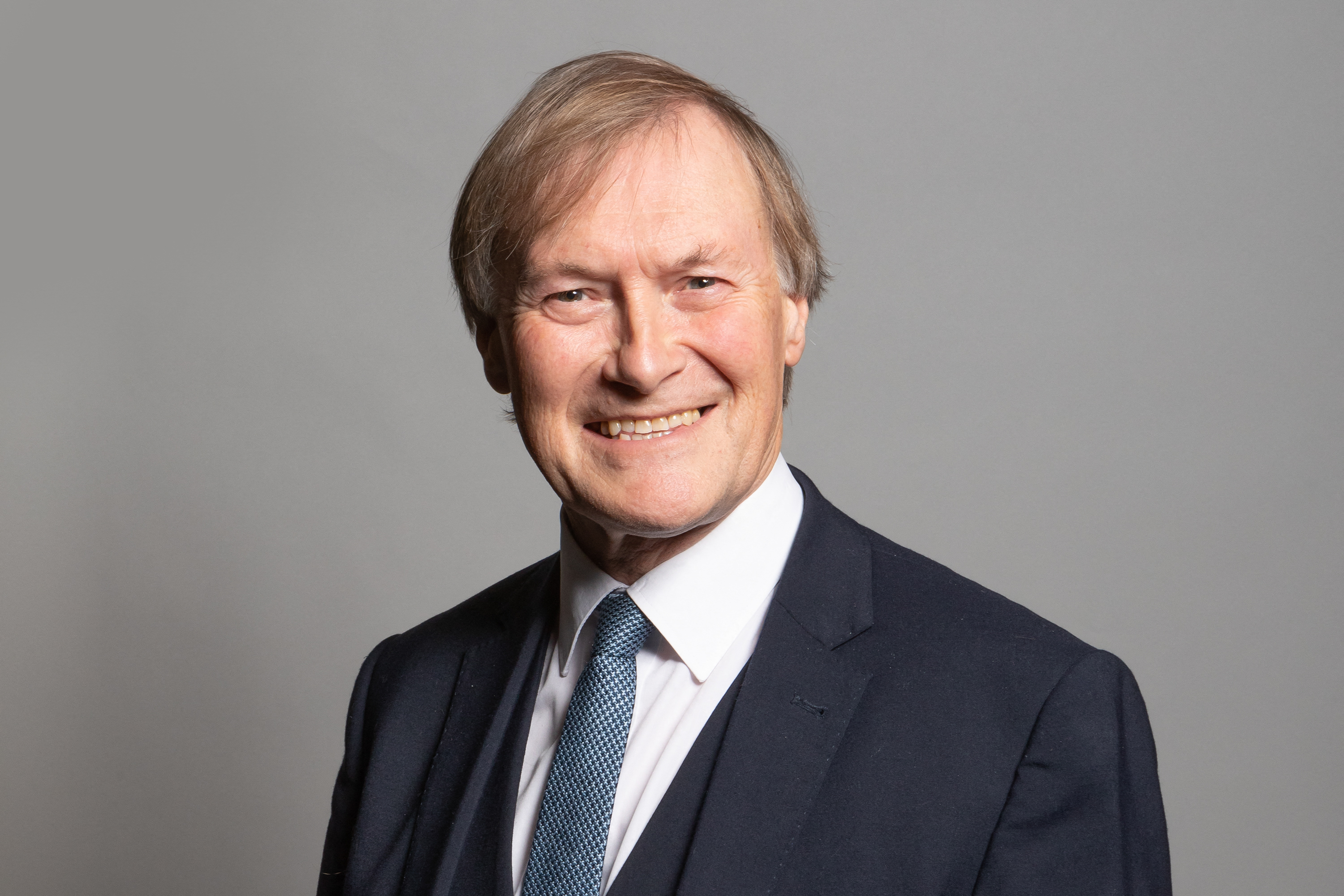 An undated handout photograph released by the UK Parliament shows Conservative MP for Southend West, David Amess, at the Houses of Parliament in London