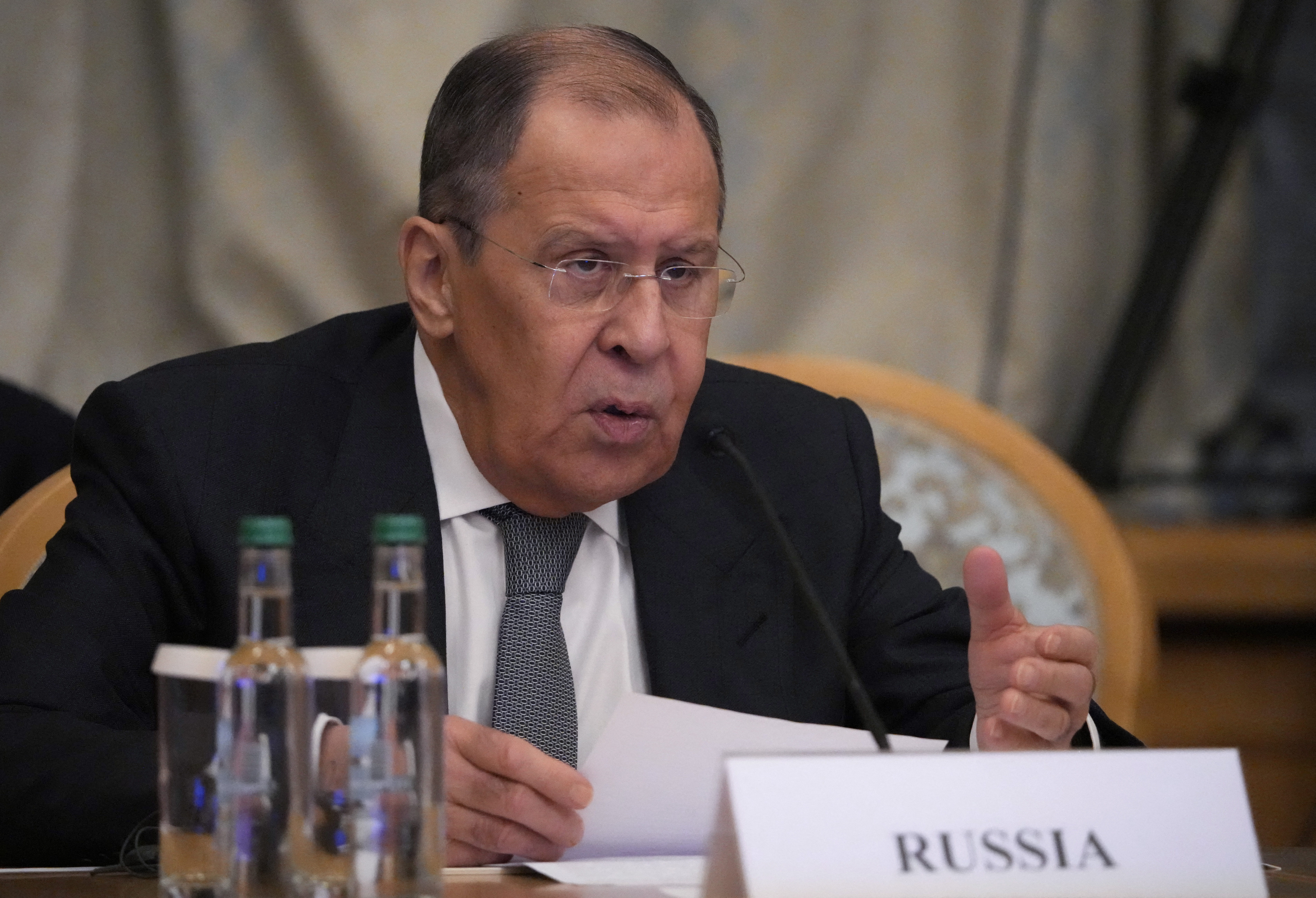 Lavrov told Wednesday’s conference the Kremlin recognised the Taliban’s ‘efforts’ to try and stabilise the situation in Afghanistan since taking power in mid-August