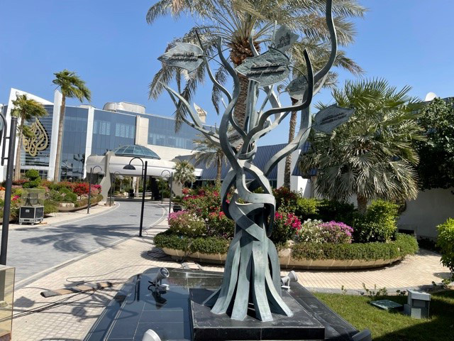 Al Jazeera’s steel tree monument carries the names of the journalists who have paid the ultimate price in the line of duty [Al Jazeera]