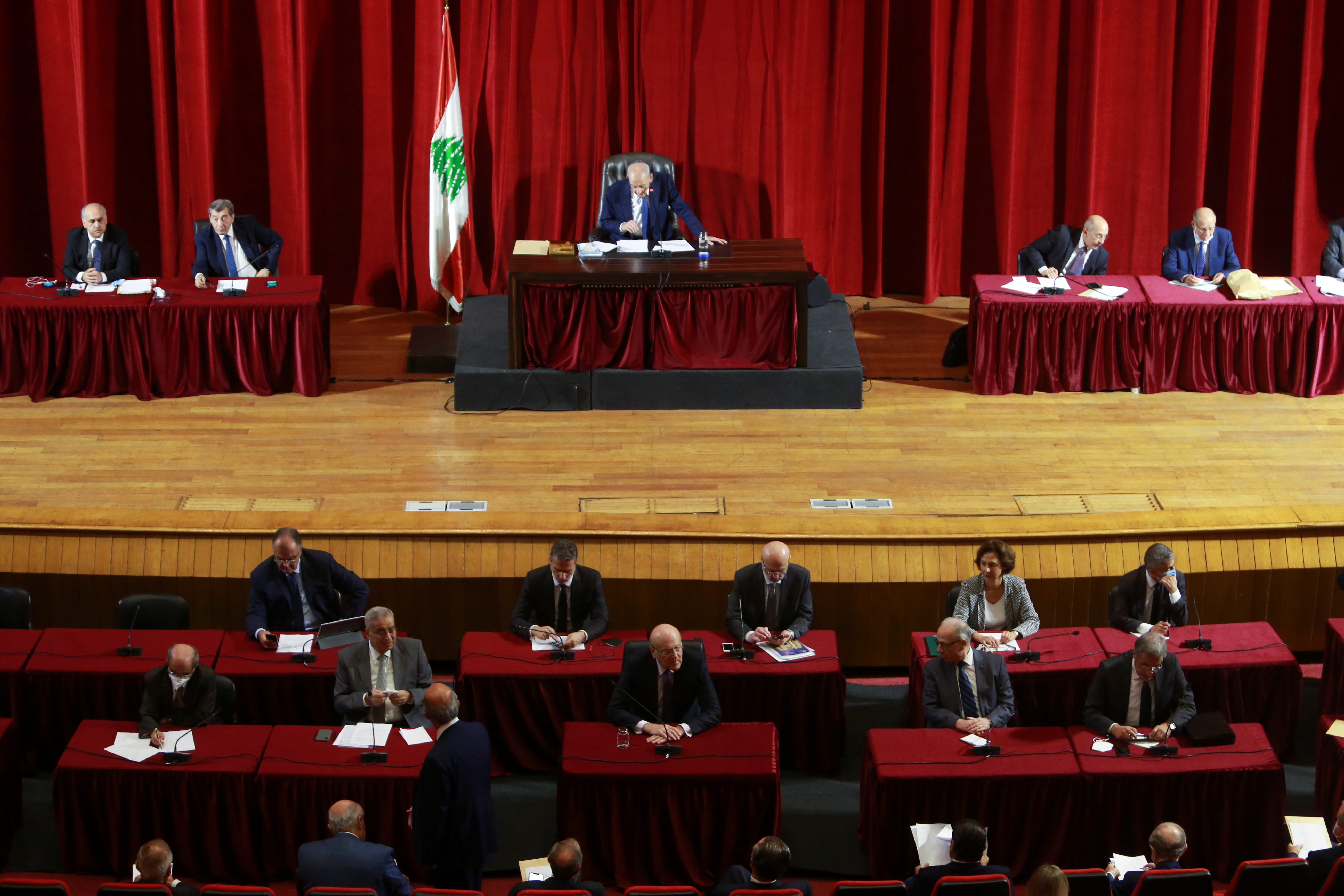 Lebanese Parliament Speaker Nabih Berri holds a parliamentary session at UNESCO Palace in Beirut, Lebanon October 19, 2021. REUTERS/Aziz Taher