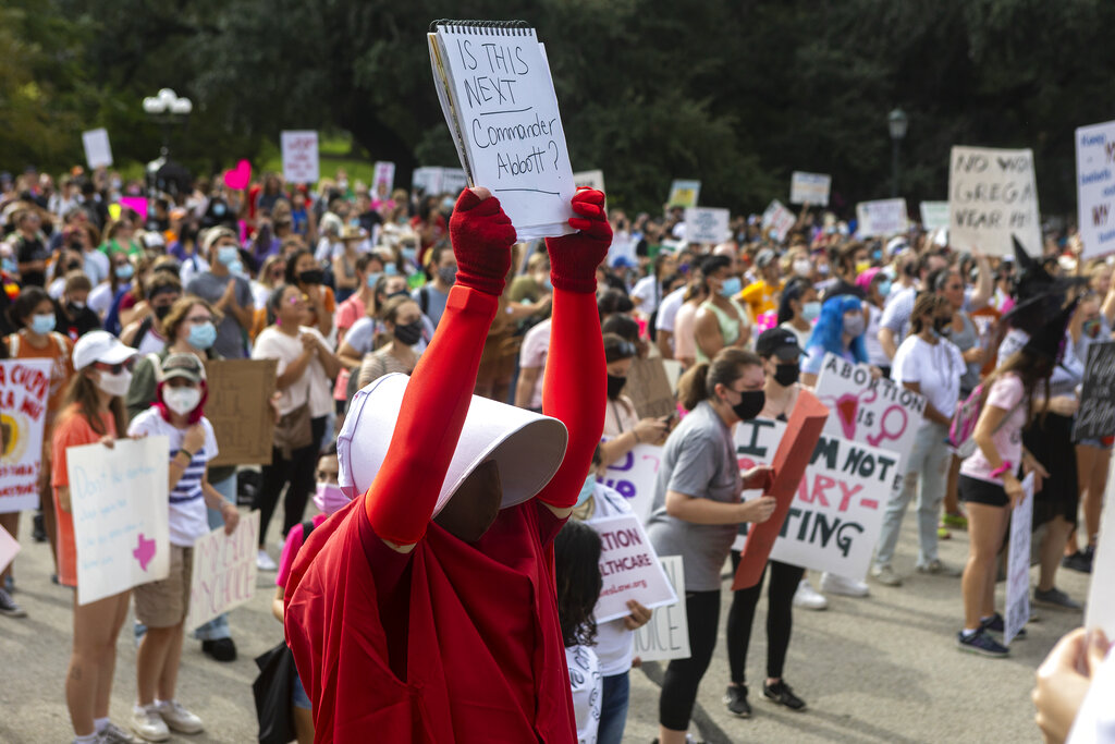 Women marched on the Texas State Capitol in Austin on October 2 against the law banning most abortions in the state