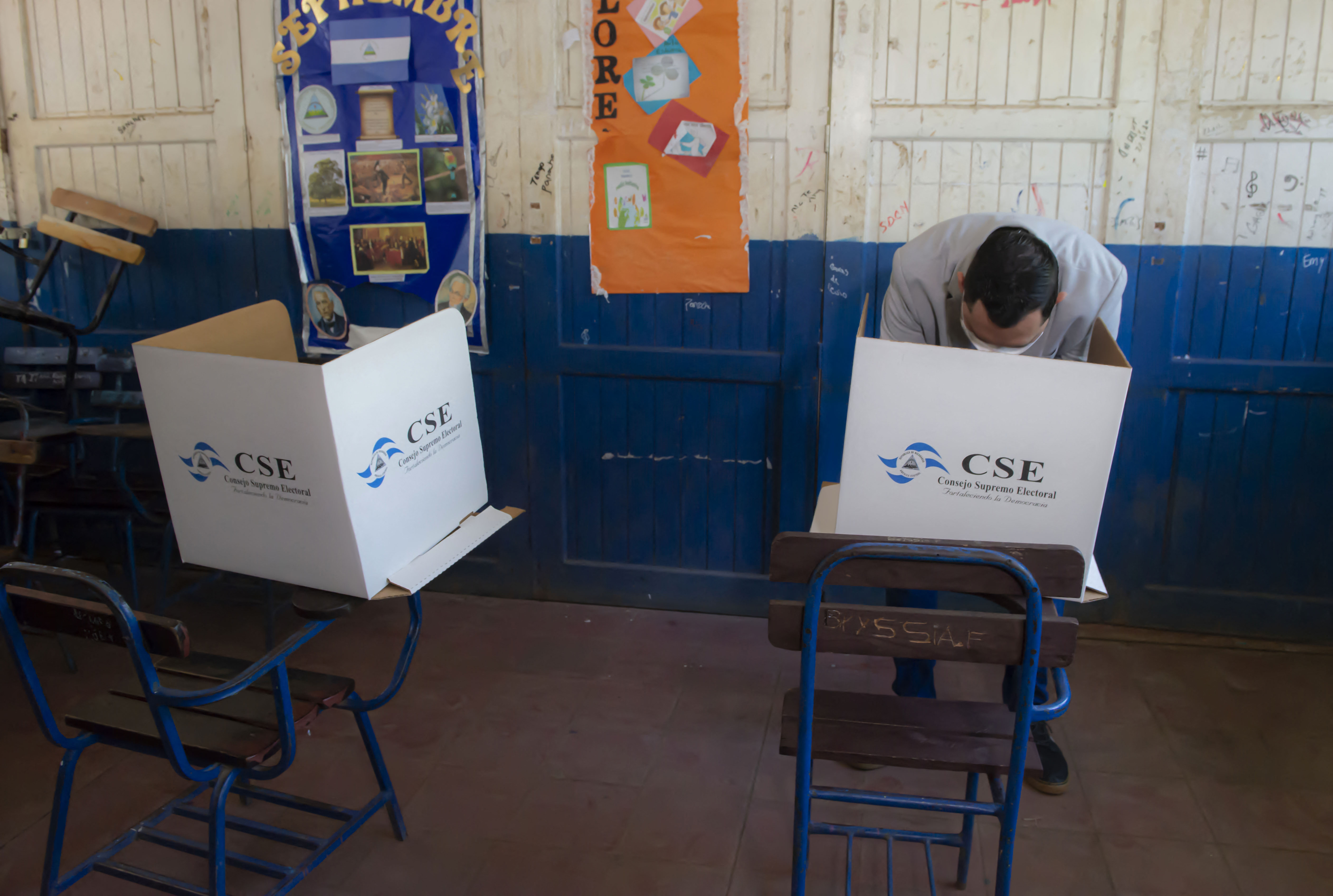 Nicaraguan President Daniel Ortega faced only little-known challengers after his government arrested seven opposition candidates in June [AFP]