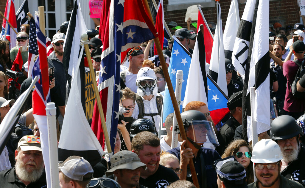White nationalist demonstrators gathered in Charlottesville, Virginia, on August 12, 2017, for the ‘Unite the Right’ rally that turned deadly