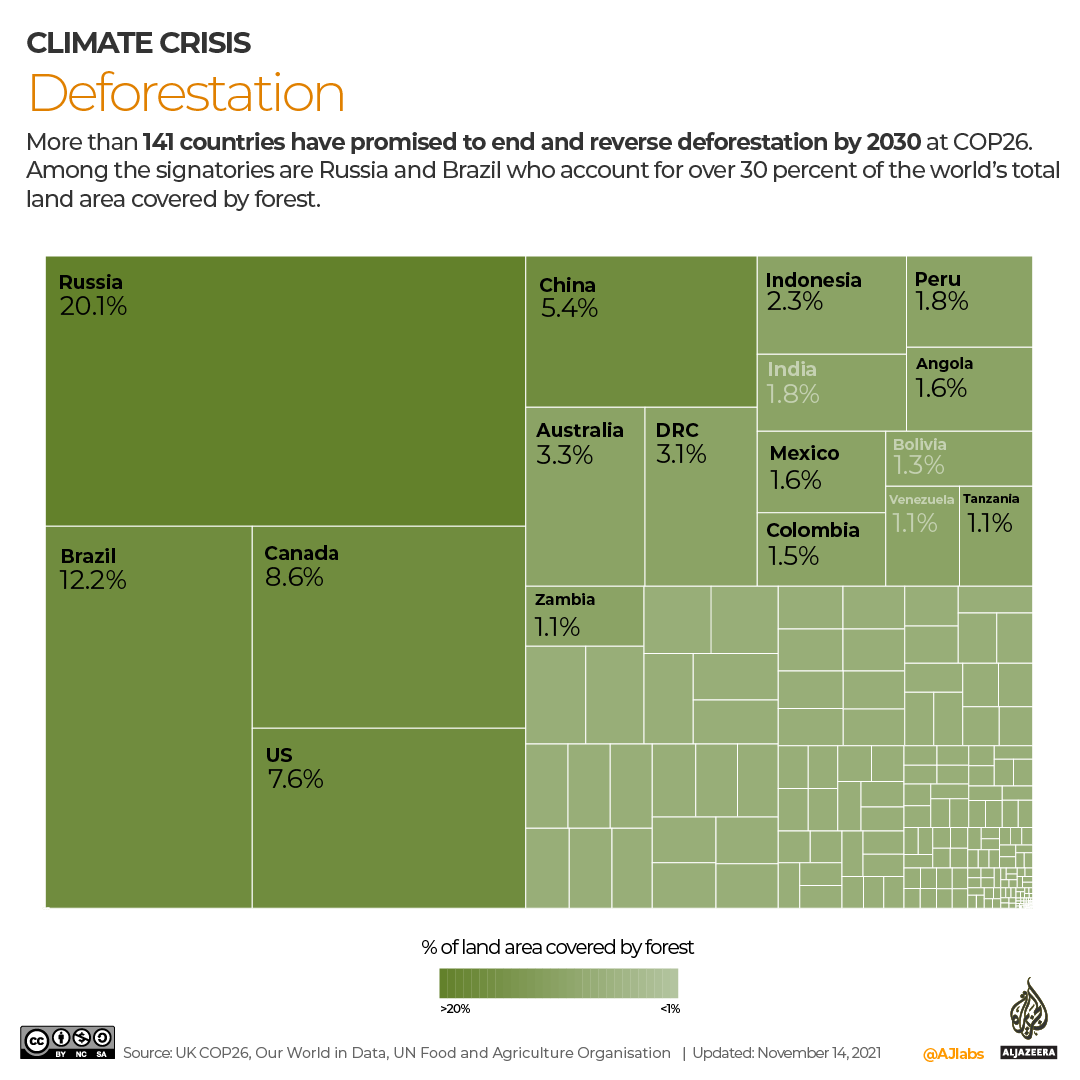 Countries at COP26 that pledged to end deforestation