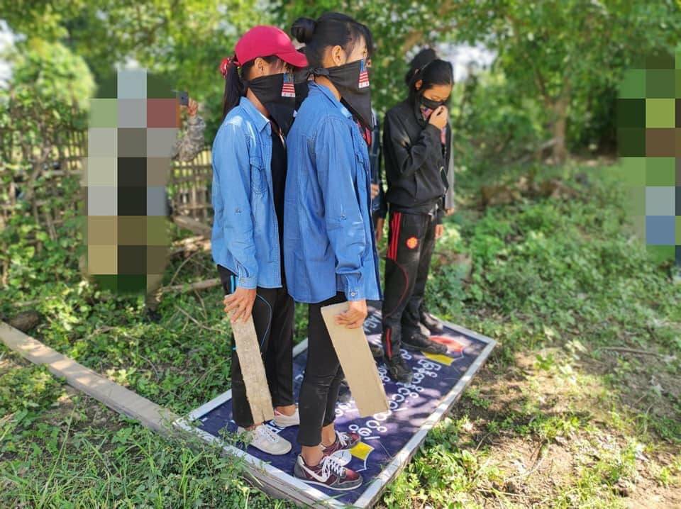 The Myaung Women Warriors following the attack on the police station with a group of People’s Defence Forces[Supplied]