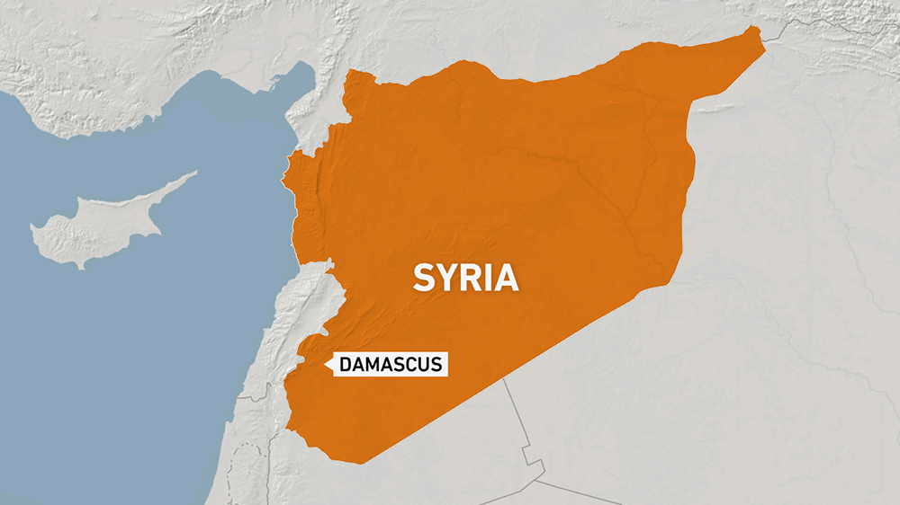 Map of Syria with Damascus highlighted.