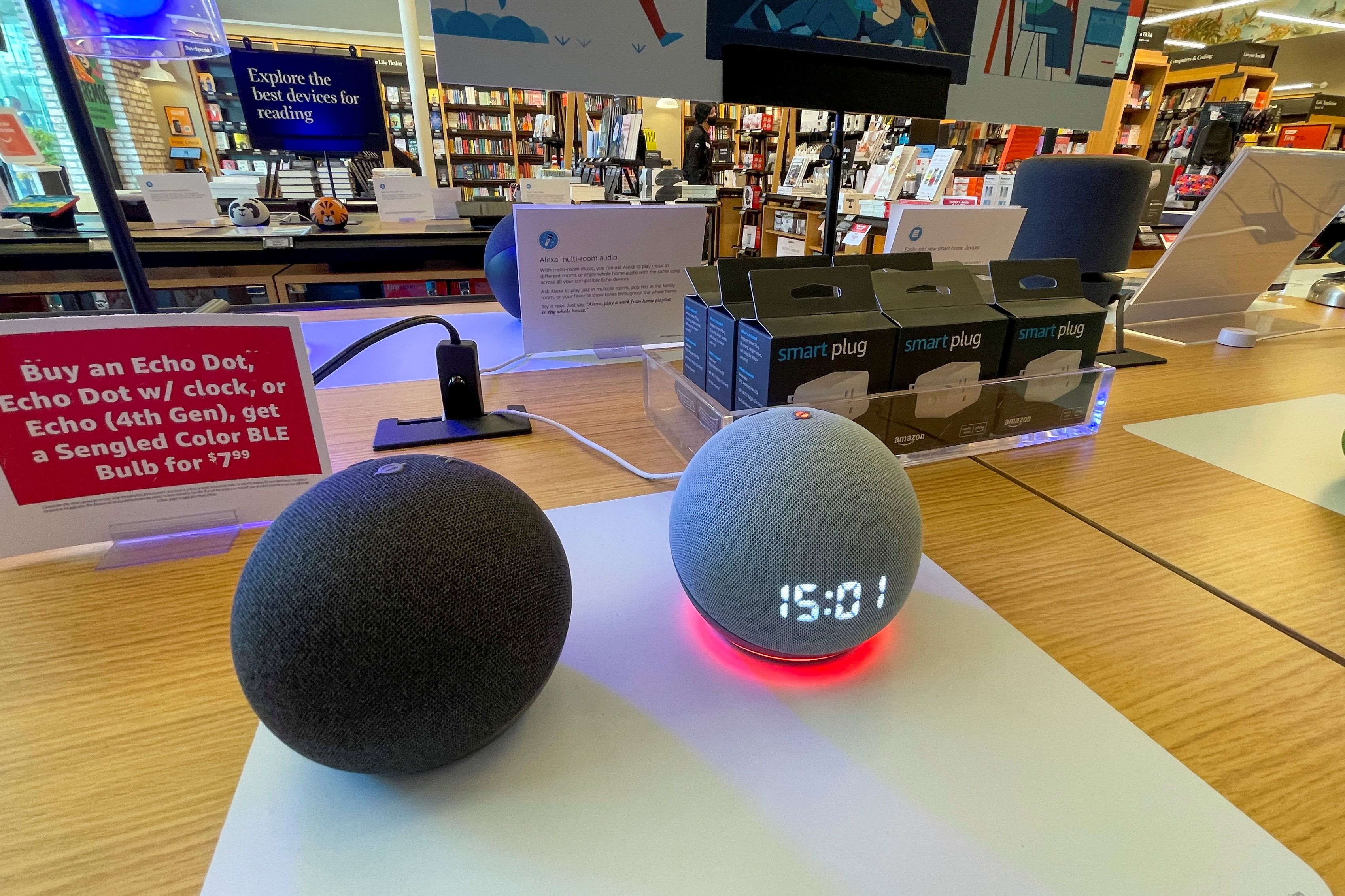 Amazon’s Alexa home speaker is shown for sale in an Amazon retail store in San Diego, California, US