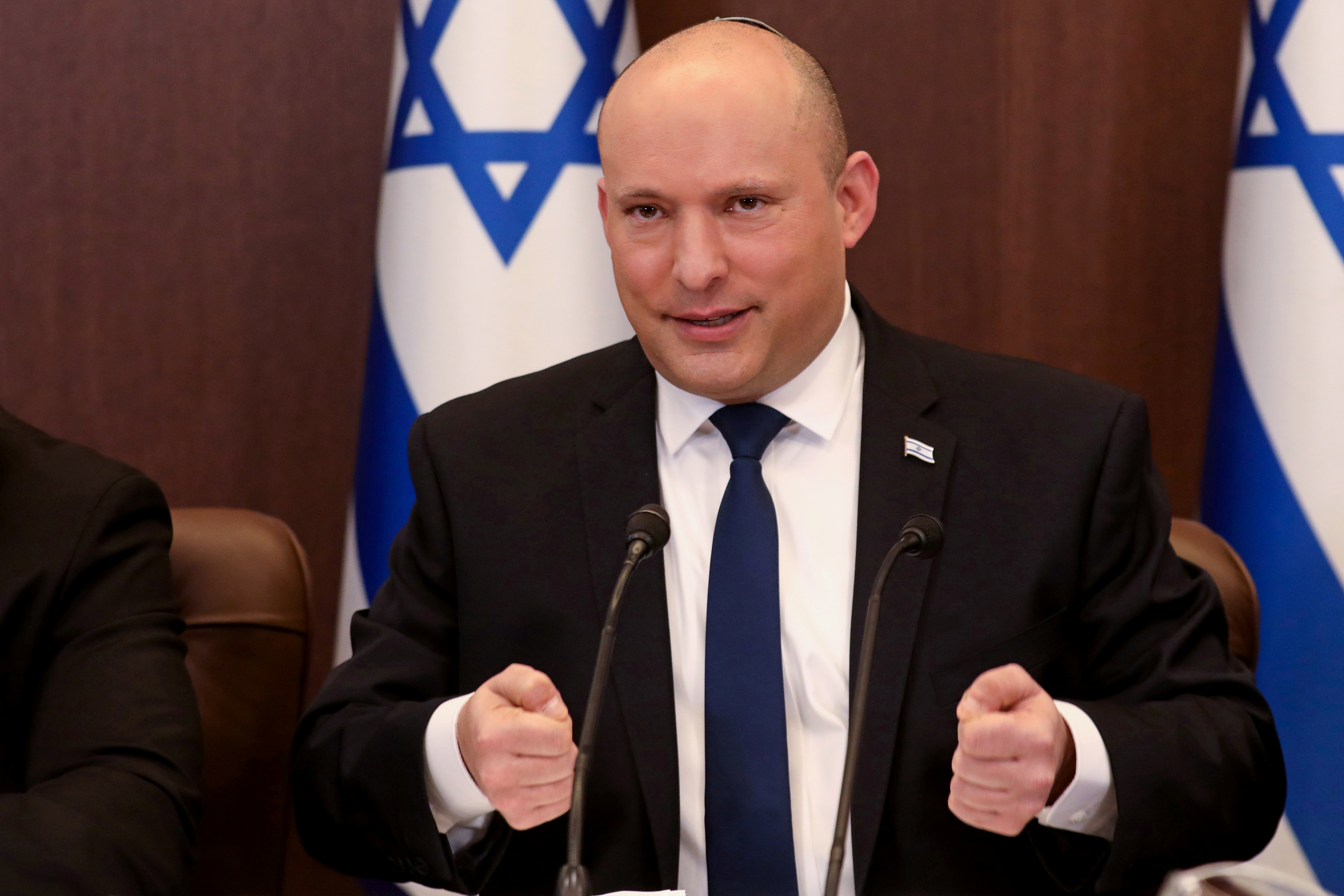 Israeli Prime Minister Naftali Bennett speaking