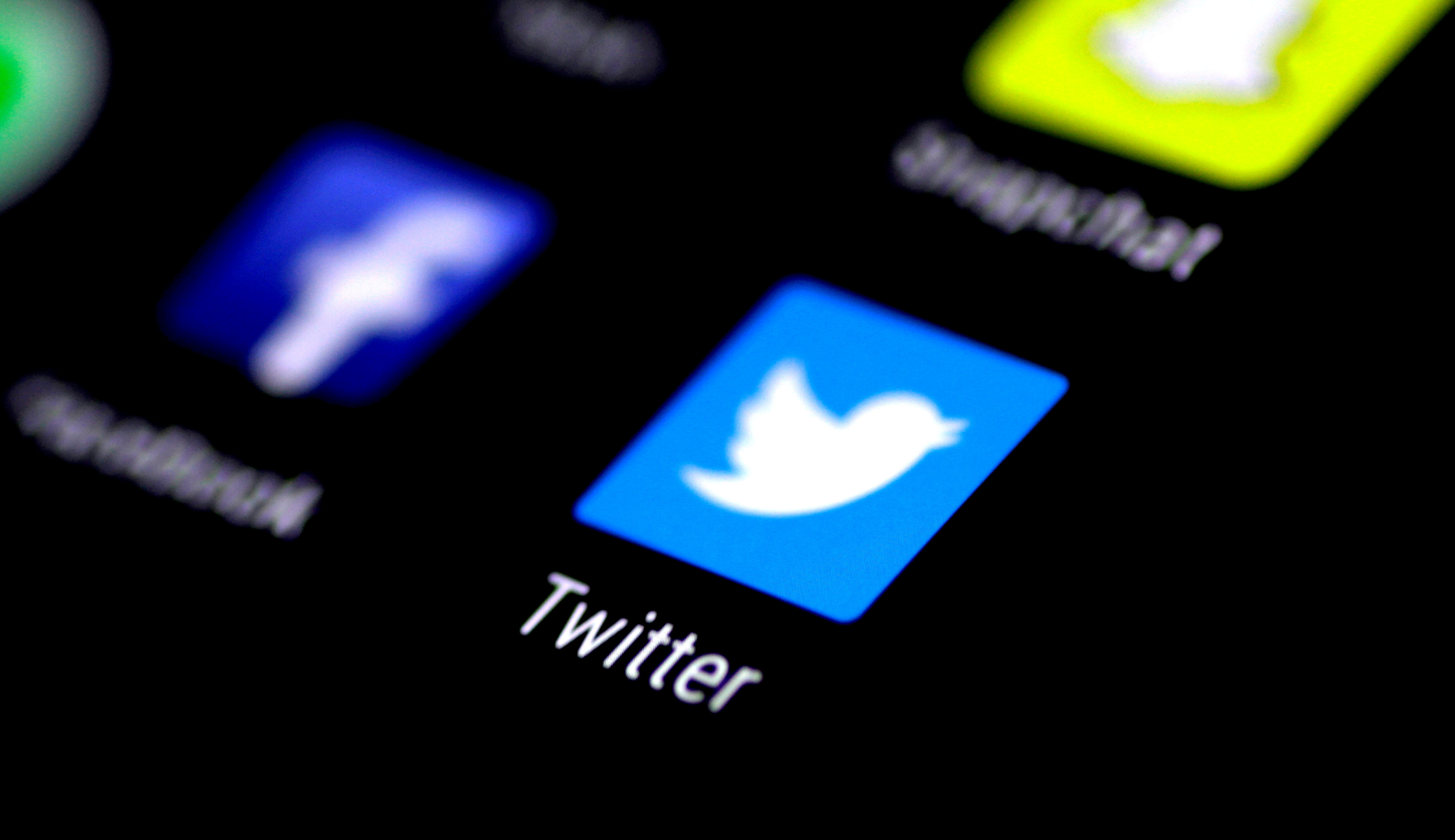 The Twitter app logo is seen on a phone screen.
