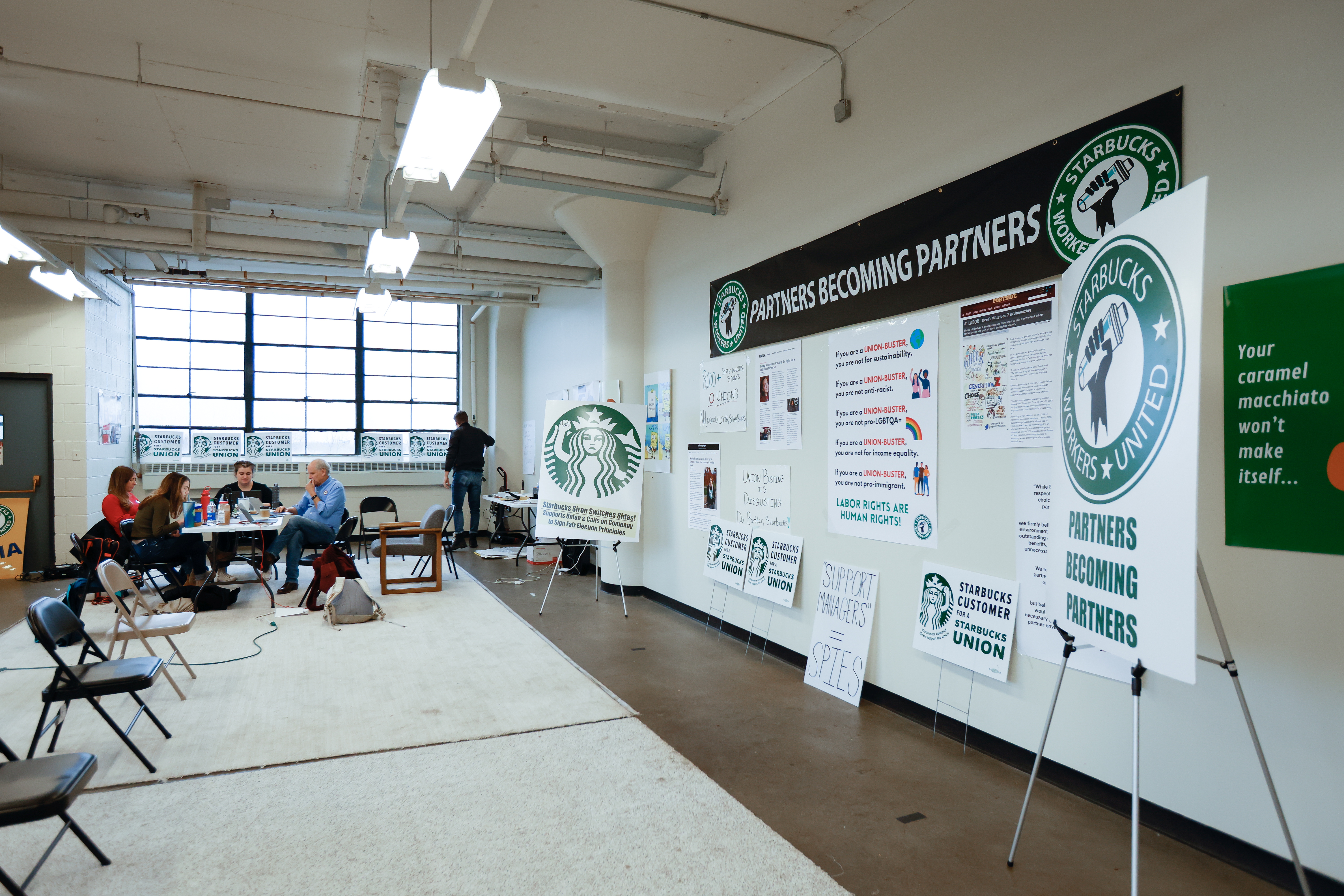 Starbucks workers in three Buffalo, New York stores announced their intention to unionise in late August