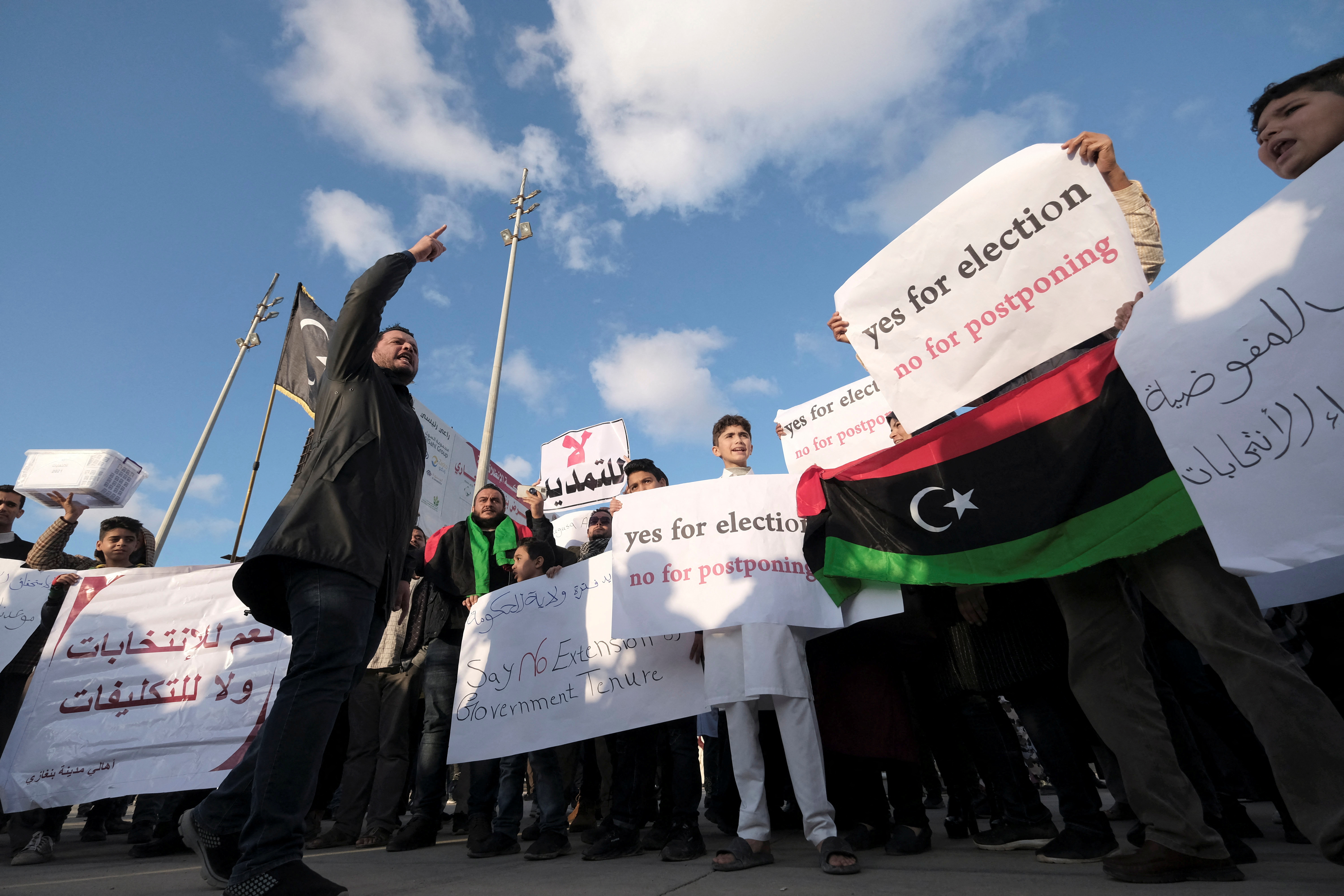 Libyans protest the delay of the presidential election in Benghazi, Libya on December 24, 2021 [Reuters/Esam Omran Al-Fetori]