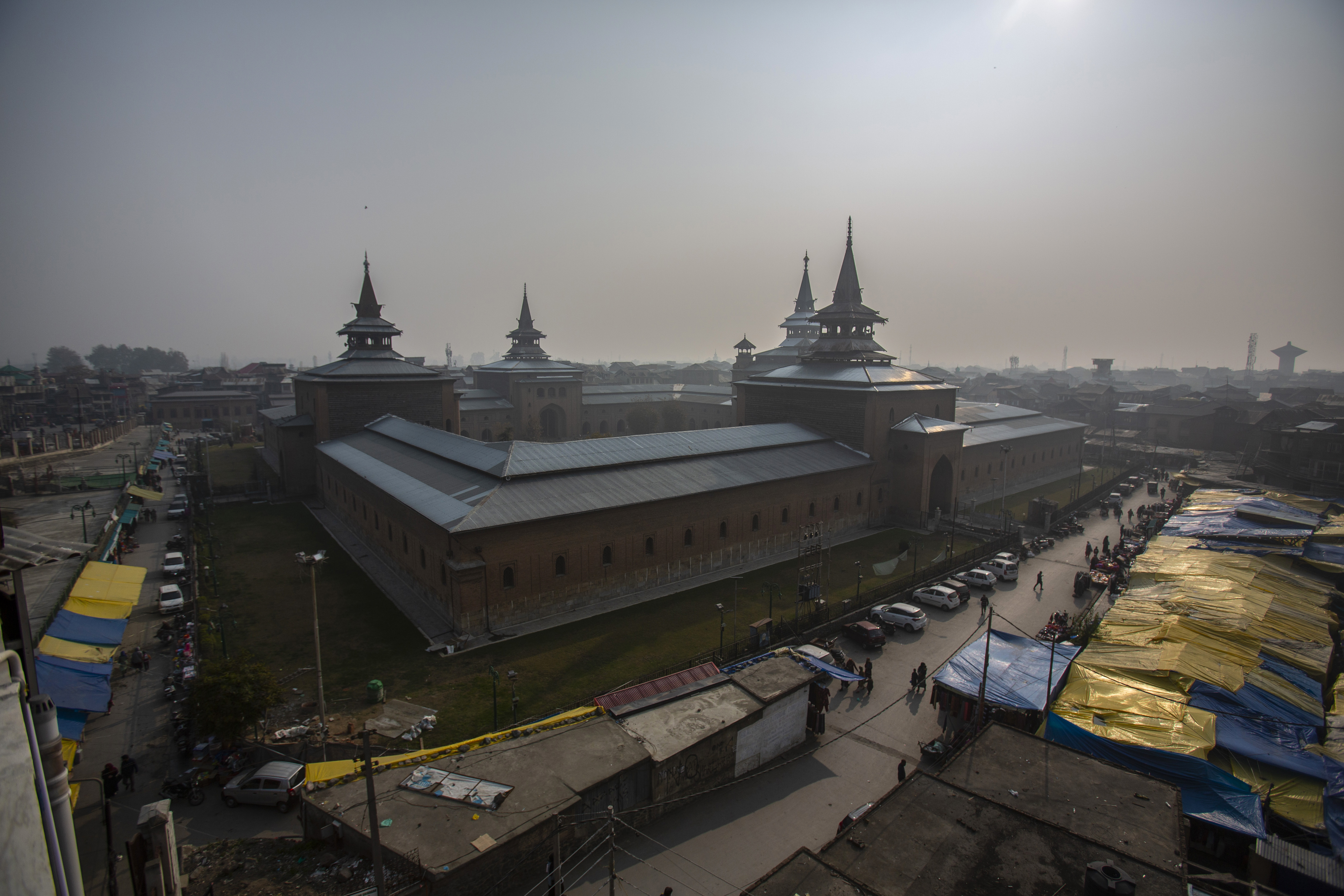 Jamia Masjid, or the grand mosque in Srinagar, Indian-administered Kashmir