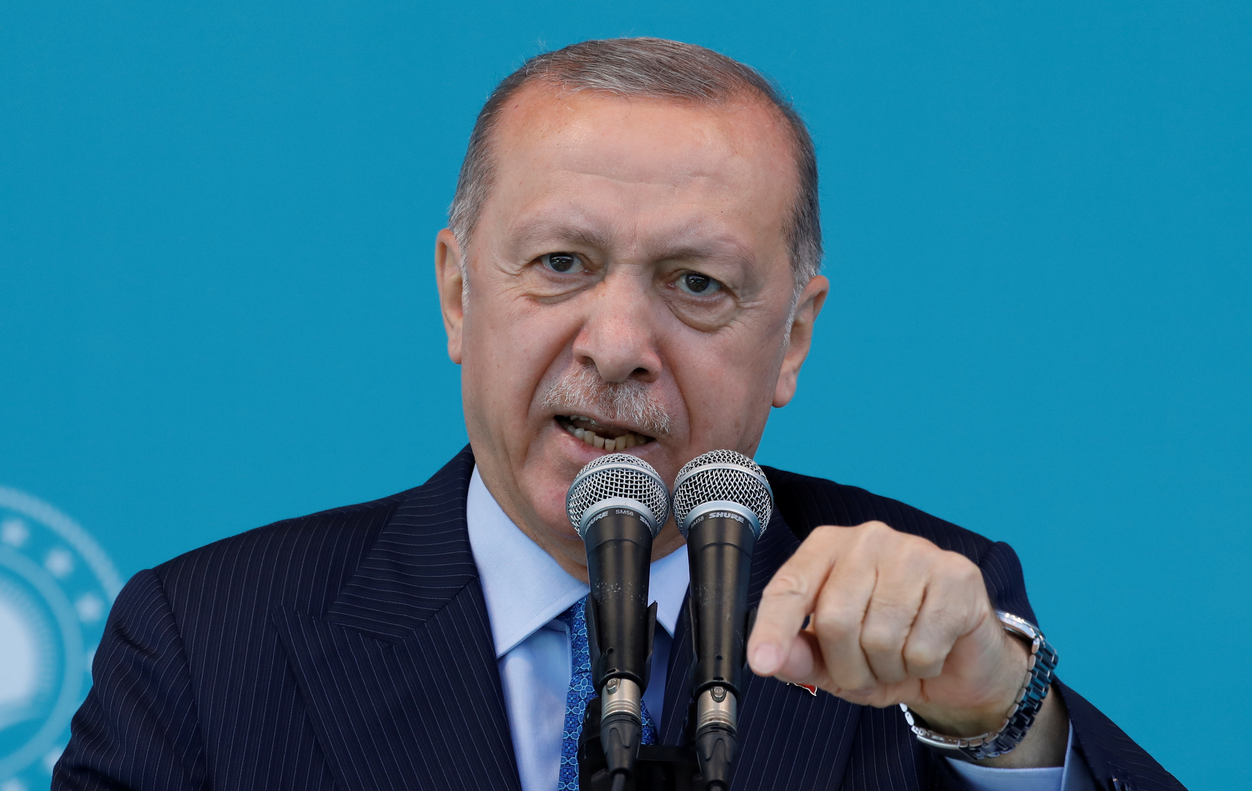 Turkish President Tayyip Erdogan addresses his supporters during a ceremony in Istanbul, Turkey, November 5, 2021. REUTERS/Umit Bektas