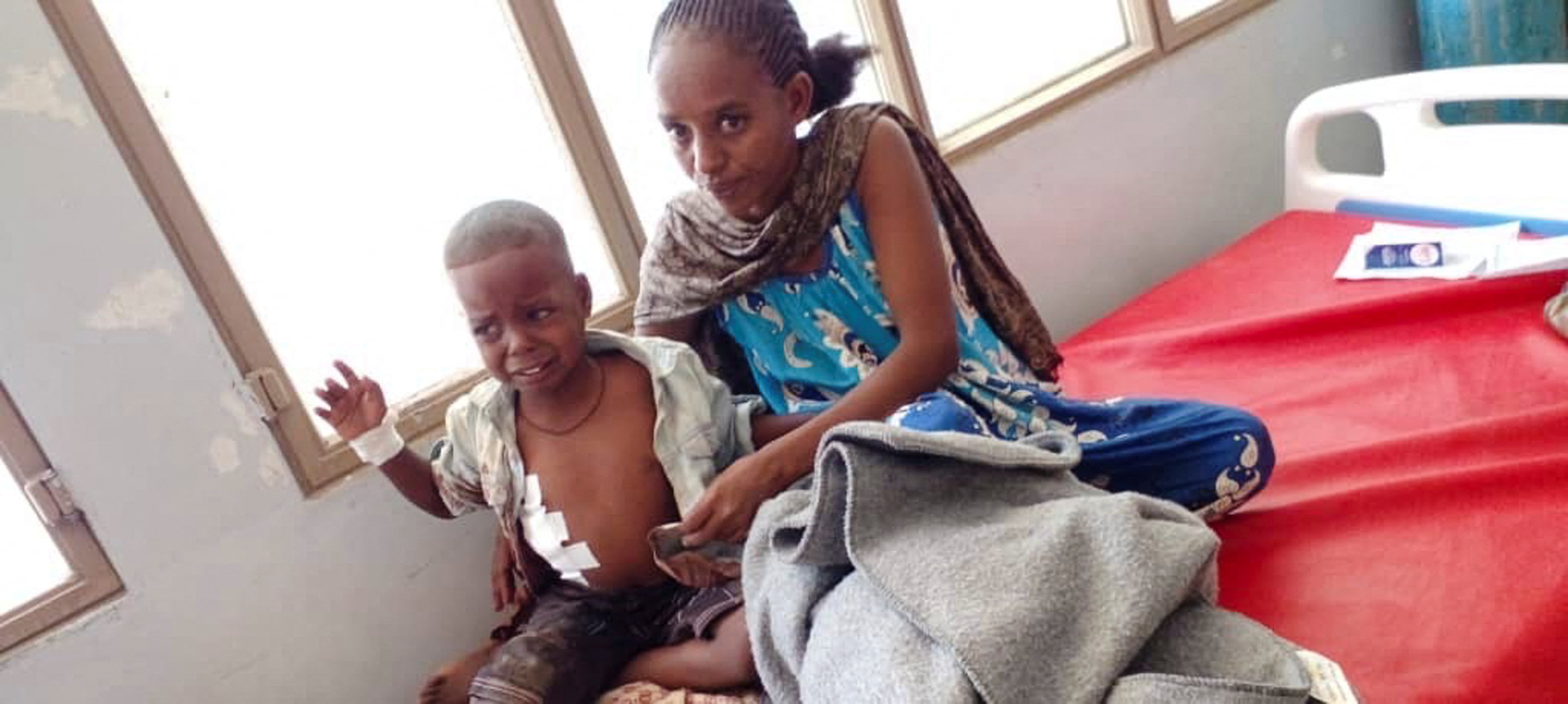 Survivors of an air attack by Ethiopian government forces receive treatment at the Shire Shul General Hospital in the town of Dedebit in the northern region of Tigray, Ethiopia January 8, 2022 [Reuters]
