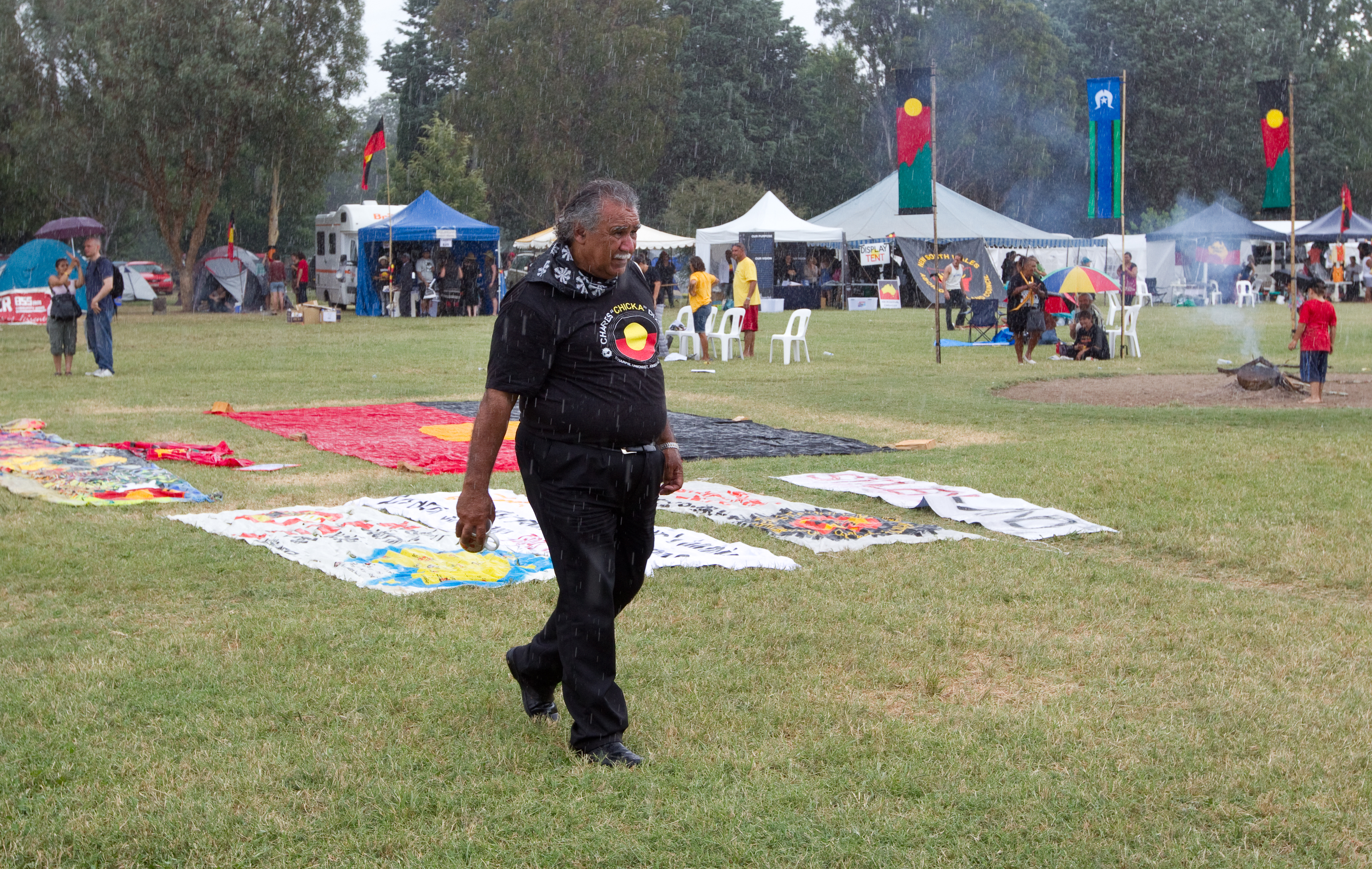 Anderson at the site of the Aboriginal Tent Embassy. He says the protest will continue. ‘My job is not finished’