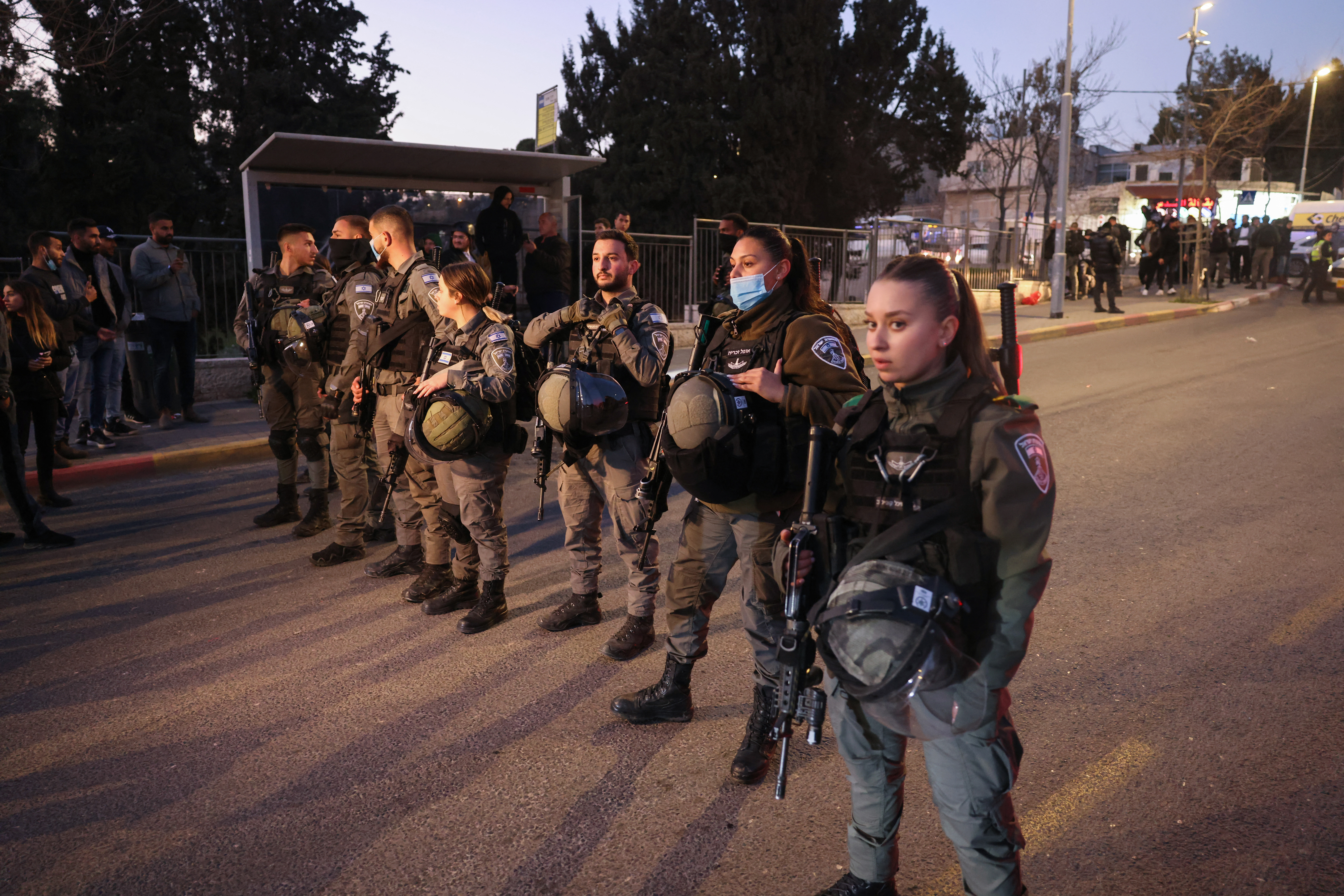 Israeli security forces close-off a street in Sheikh Jarrah, occupied East Jerusalem